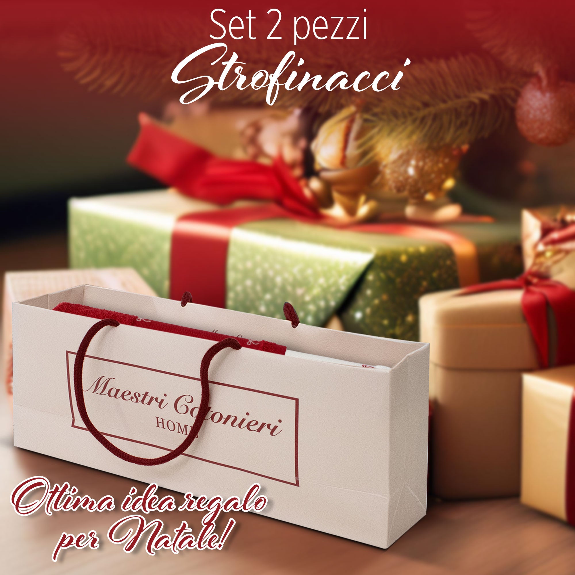 Set Strofinacci natalizi 2pz Canovacci Natale in spugna cotone ricamati 7152