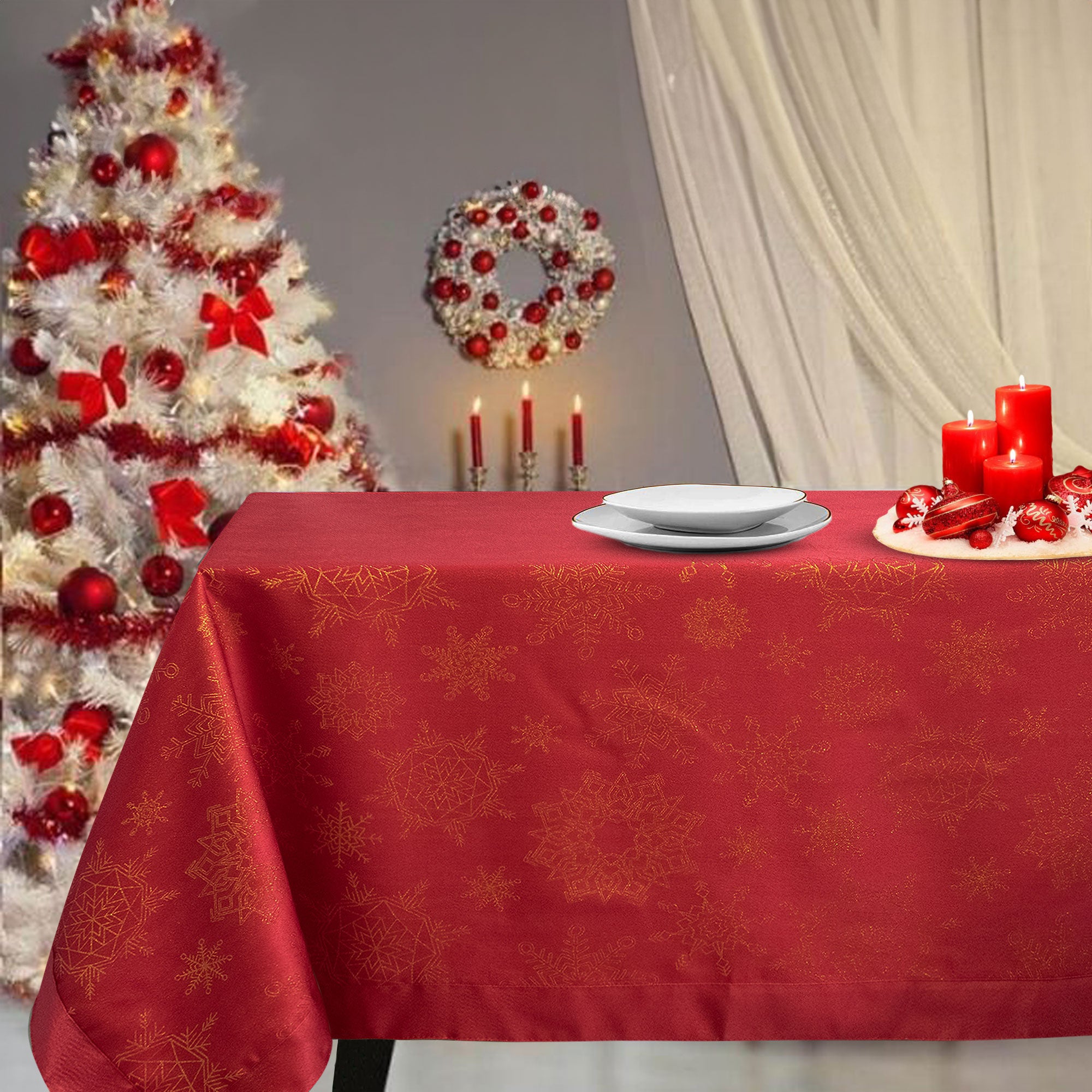 Tovaglia Natalizia lurex antimacchia idrorepellente Preziosa Home 12 posti 7153