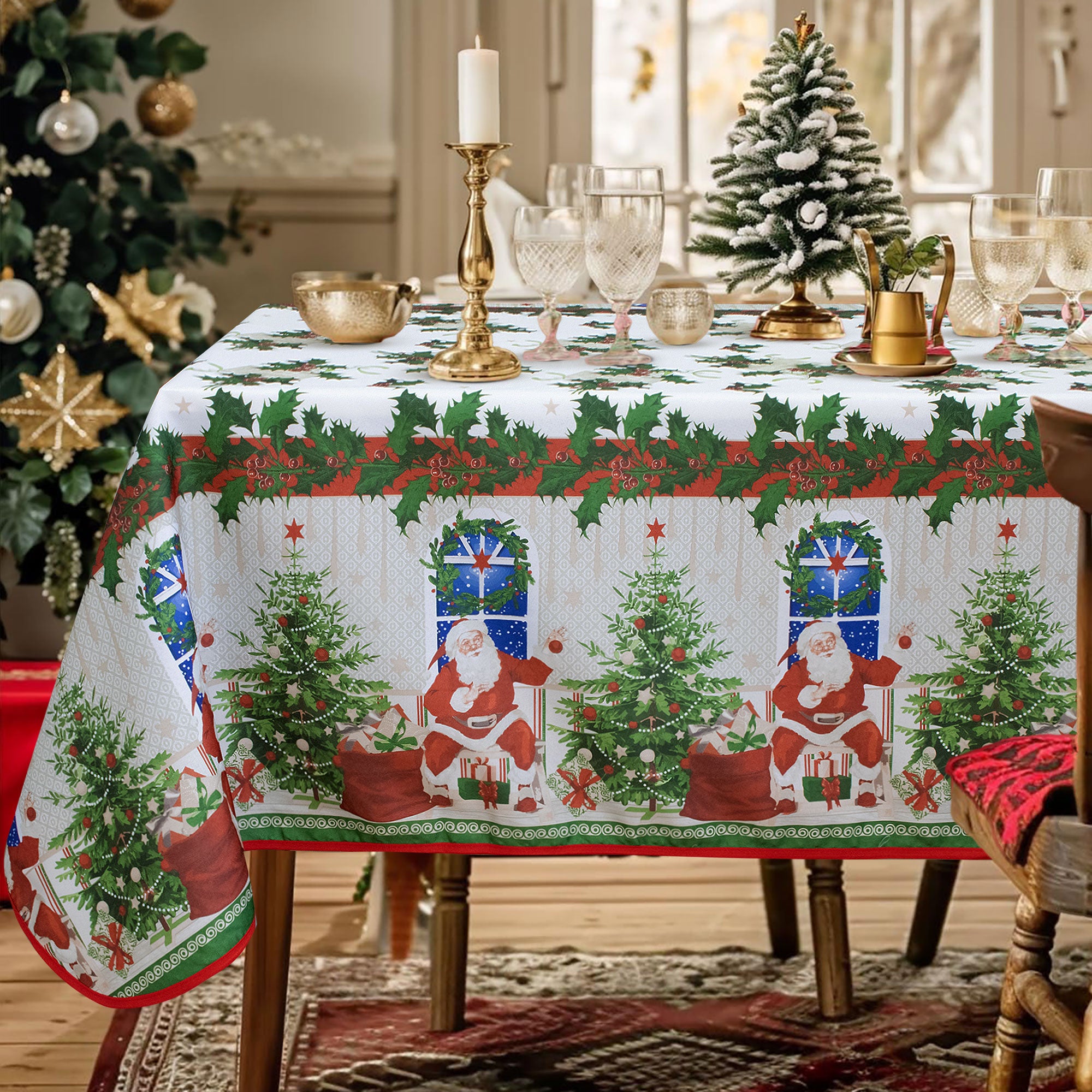 Tovaglia Natalizia antimacchia no stiro Copritavolo Natale varie misure 7155