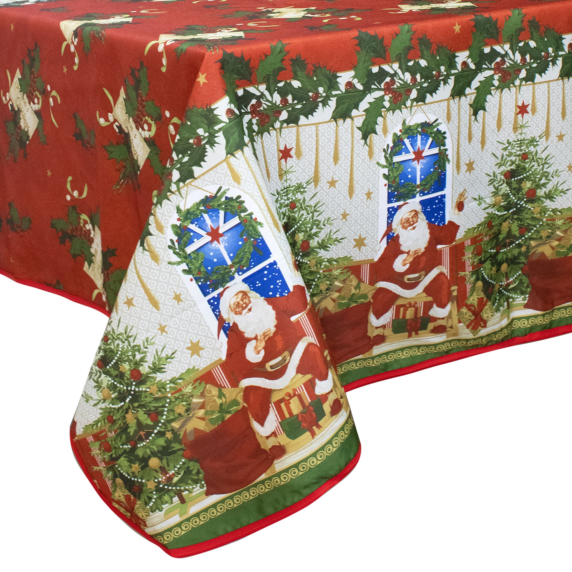 Tovaglia Natalizia antimacchia no stiro Copritavolo Natale varie misure 7155