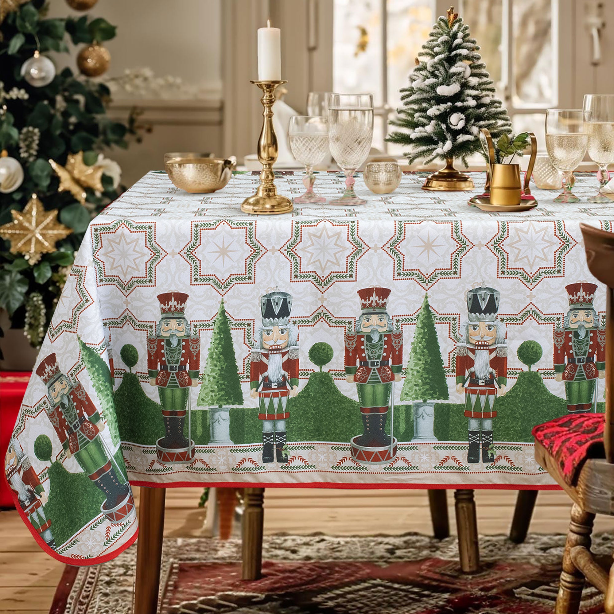 Tovaglia Natalizia antimacchia no stiro Copritavolo Natale varie misure 7155