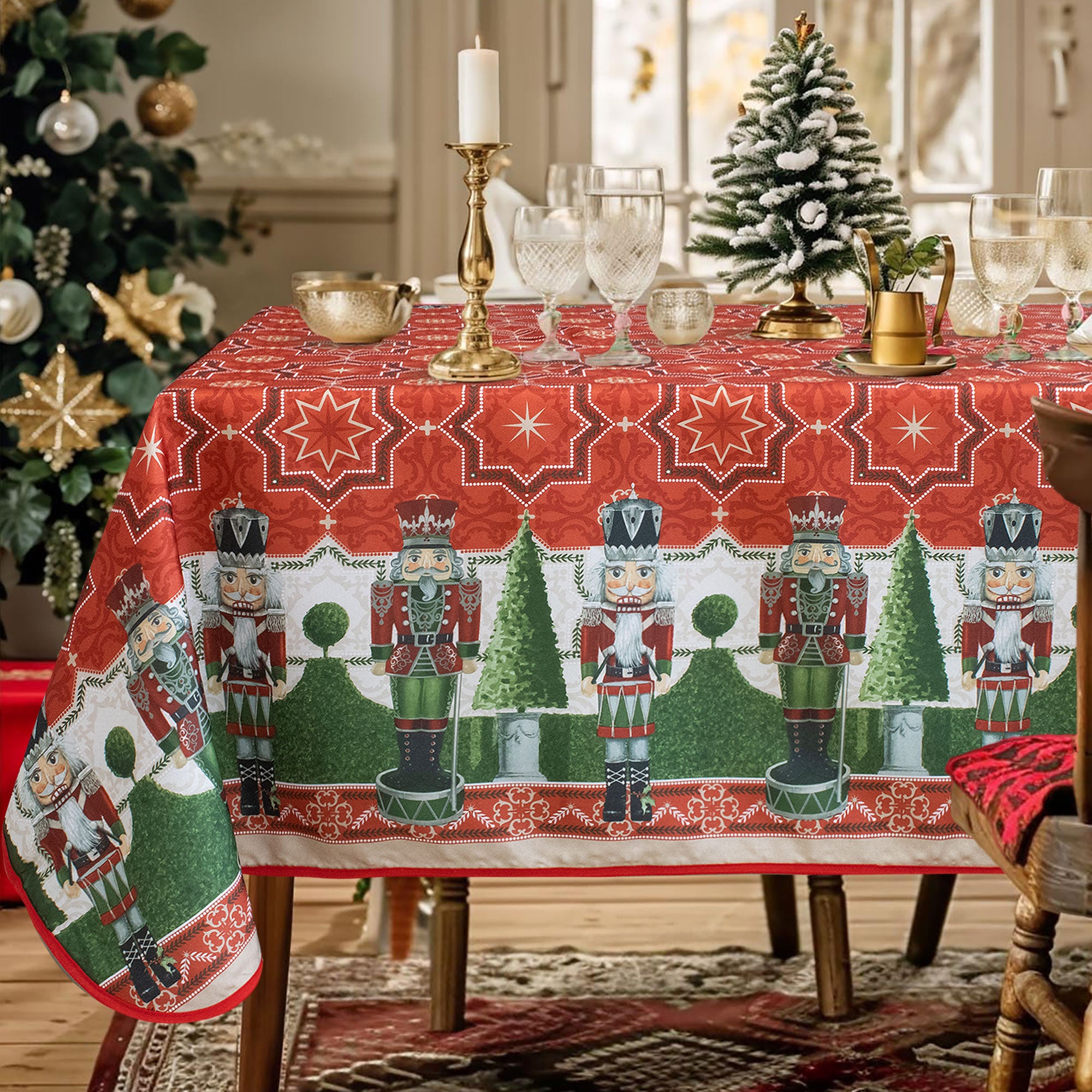 Tovaglia Natalizia antimacchia no stiro Copritavolo Natale varie misure 7155