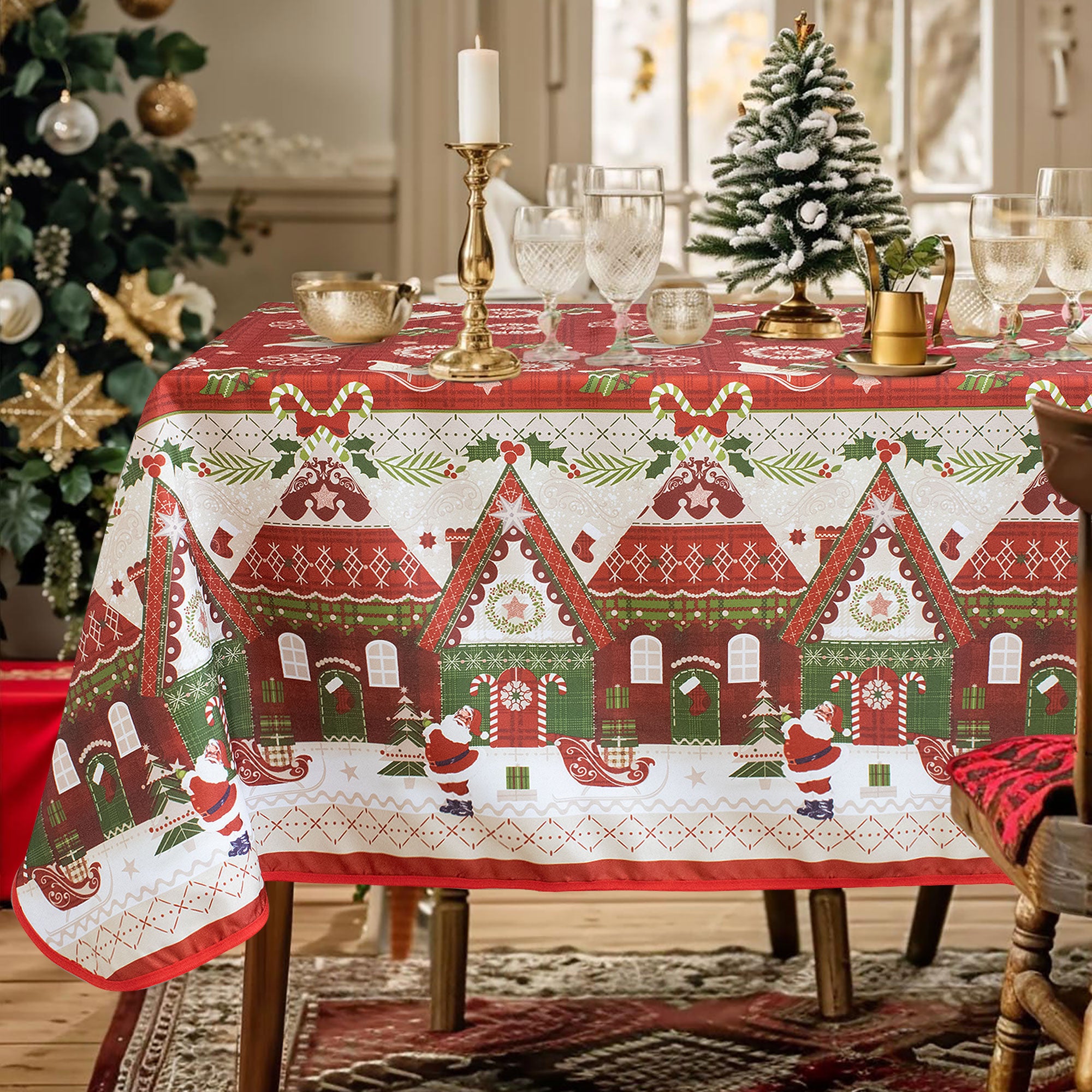 Tovaglia Natalizia antimacchia no stiro Copritavolo Natale varie misure 7155