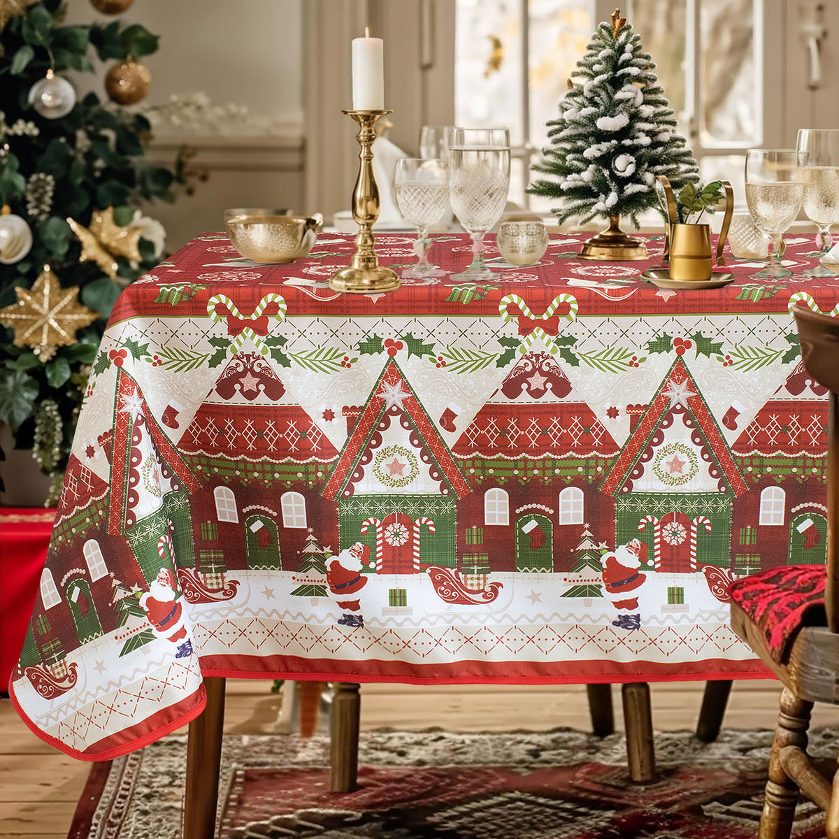 Tovaglia Natalizia antimacchia no stiro Copritavolo Natale varie misure 7155