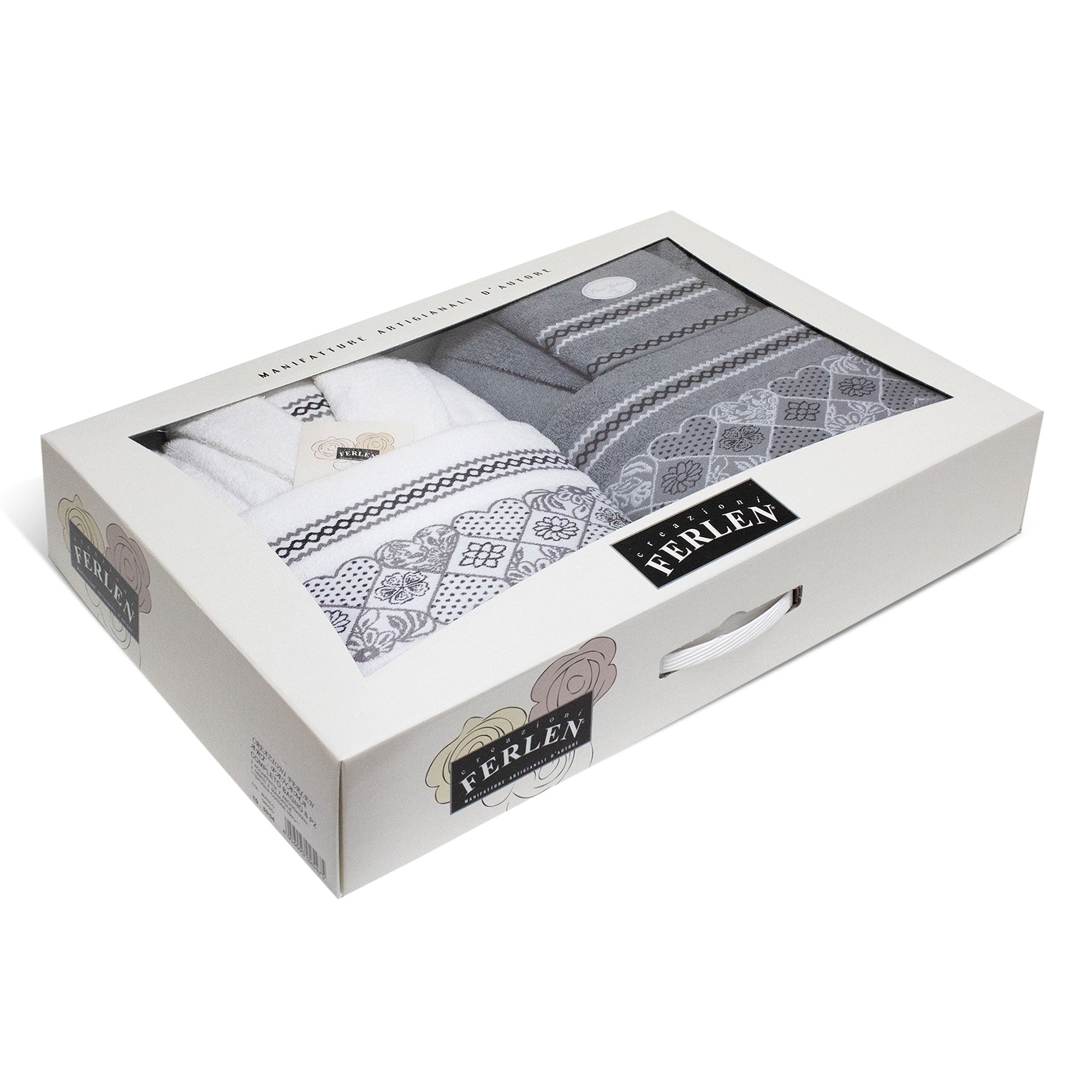 Completo bagno asciugamani accappatoi set uomo donna in spugna di cotone 7157