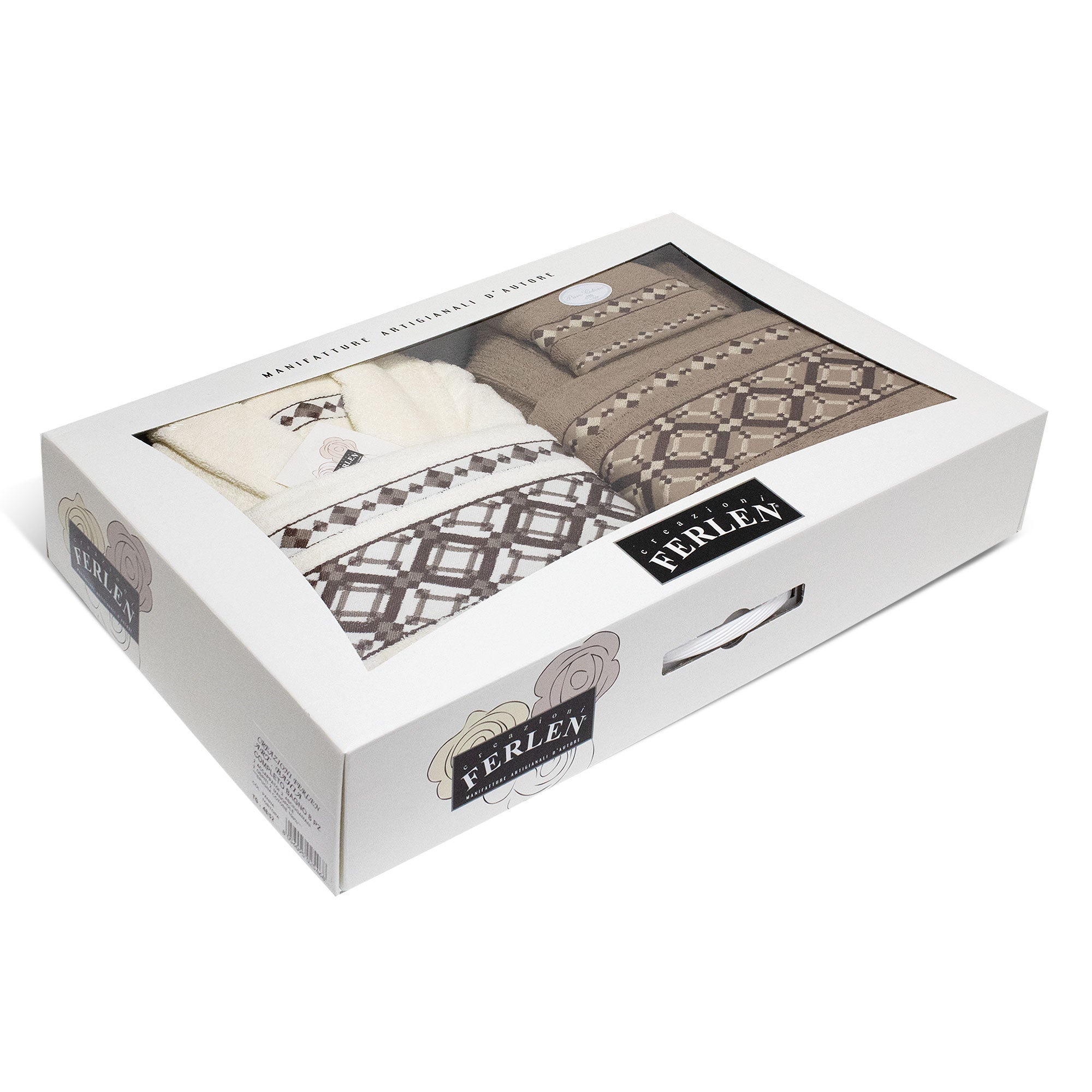 Completo bagno asciugamani accappatoi set uomo donna in spugna di cotone 7158