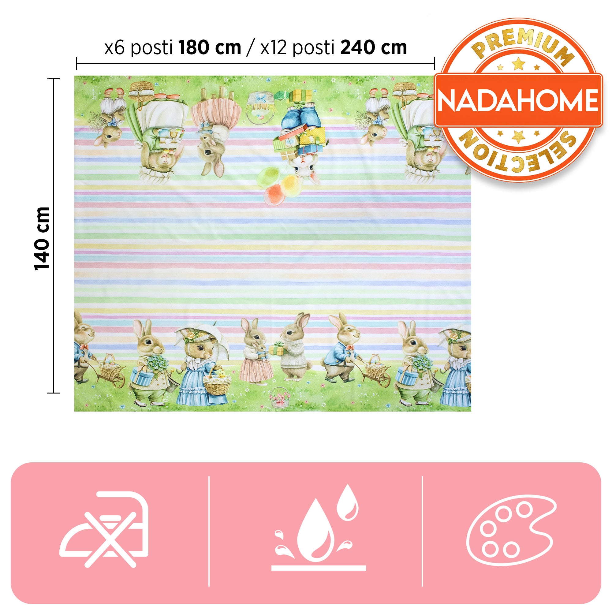 Tovaglia Pasquale antimacchia Copritavolo Pasqua copritavola varie misure 7159