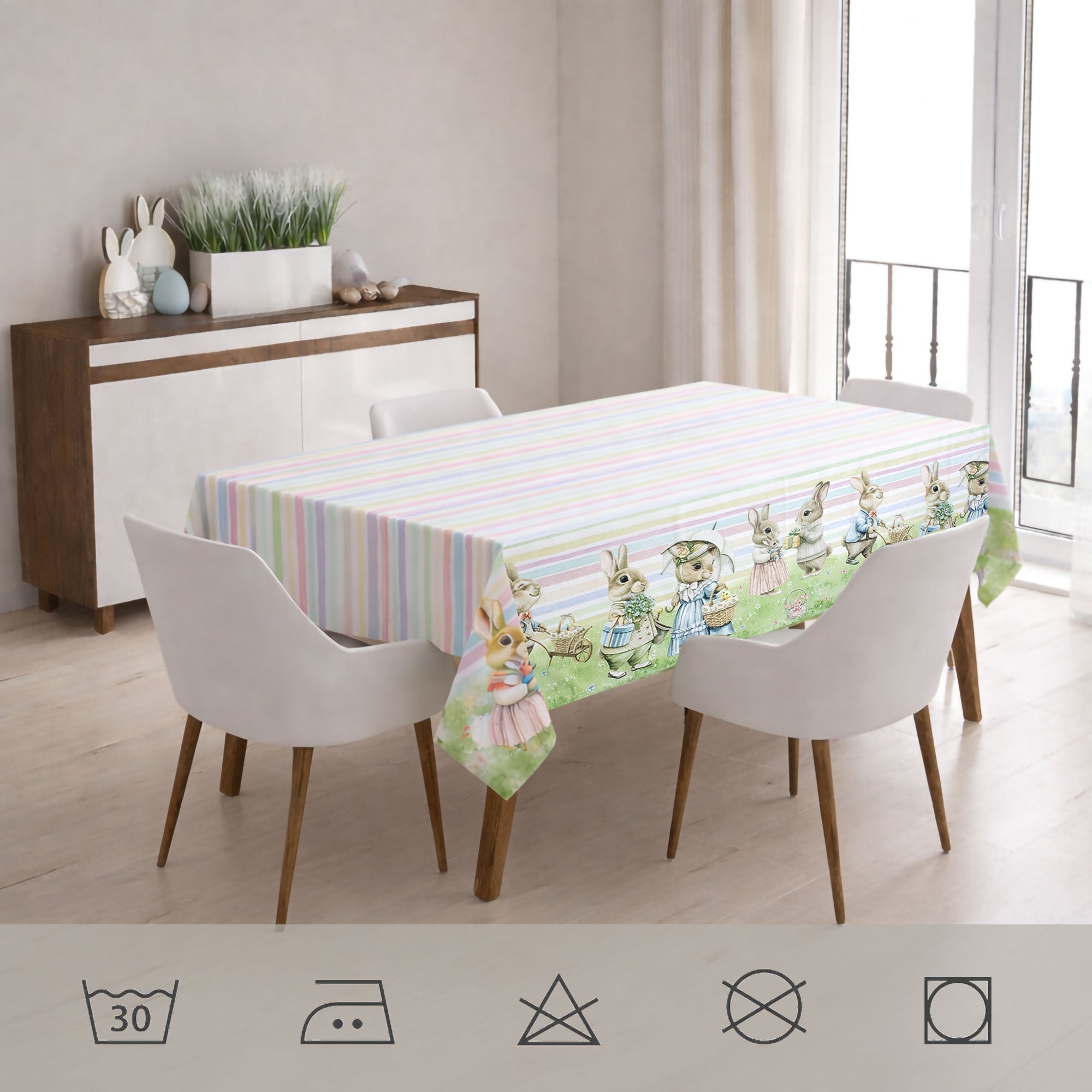 Tovaglia Pasquale antimacchia Copritavolo Pasqua copritavola varie misure 7159