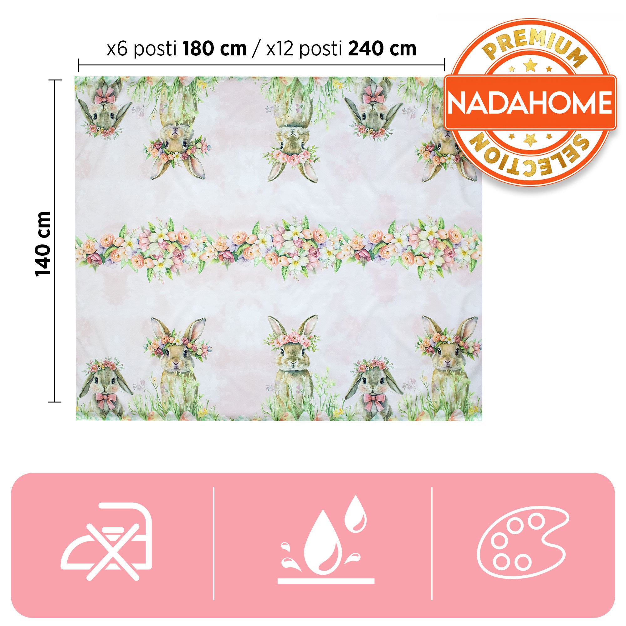 Tovaglia Pasquale antimacchia Copritavolo Pasqua copritavola varie misure 7160