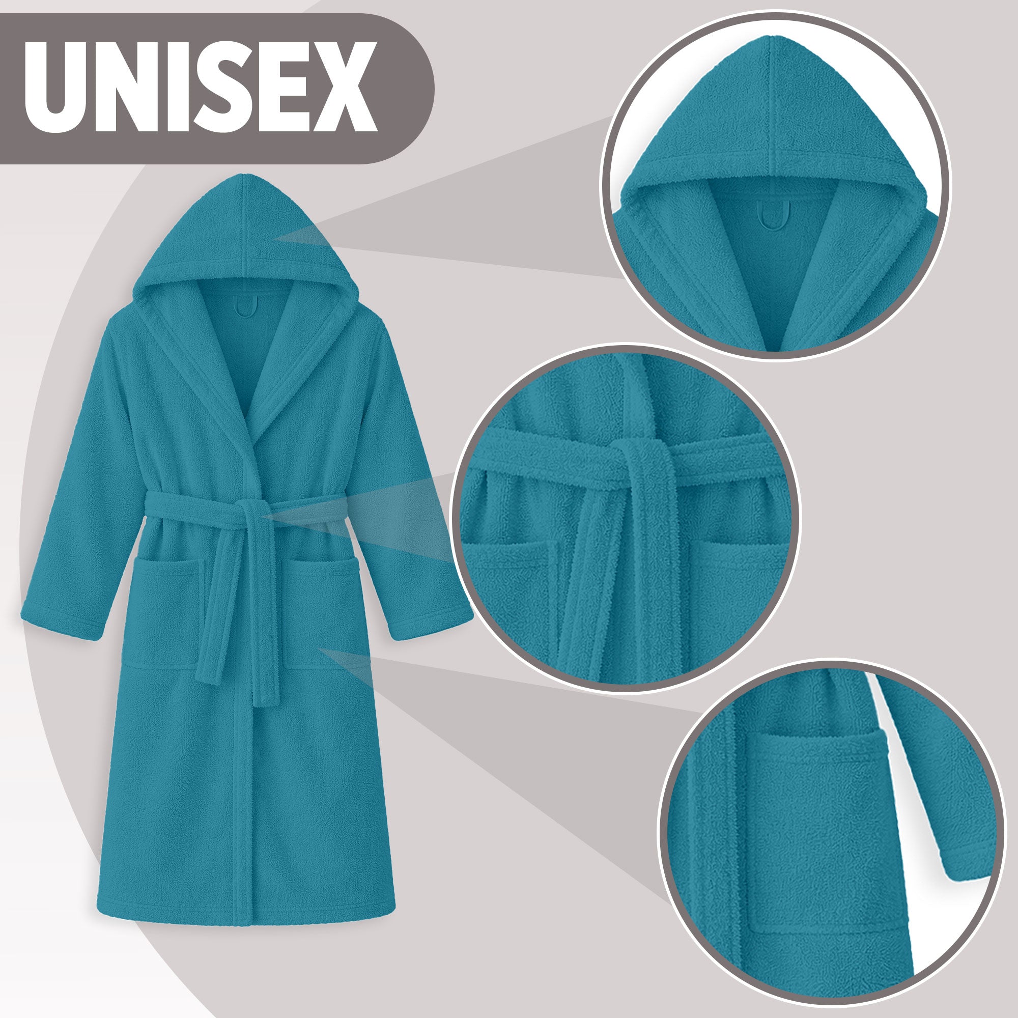 Accappatoio in spugna di cotone con cappuccio unisex uomo donna adulto 7161
