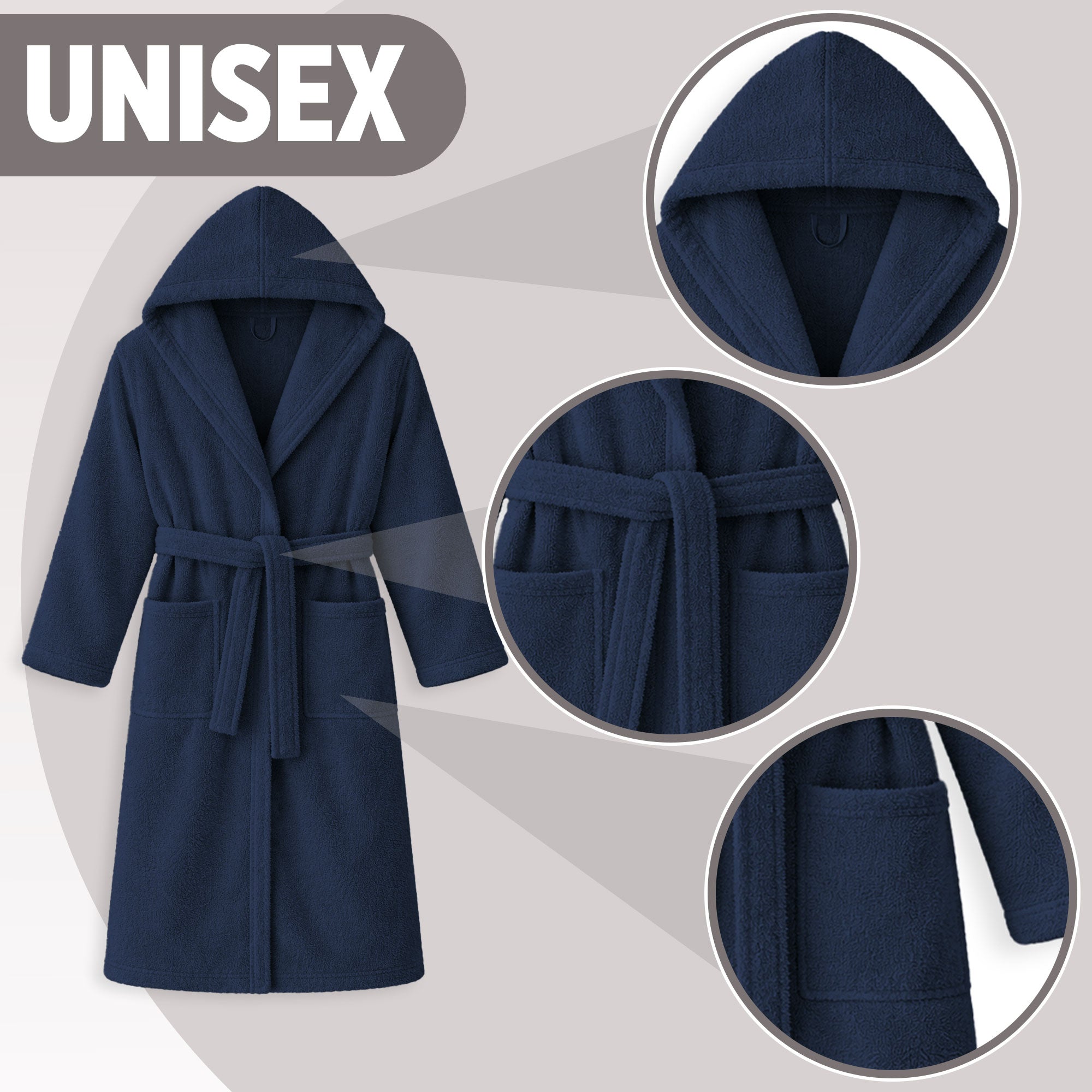 Accappatoio in spugna di cotone con cappuccio unisex uomo donna adulto 7161