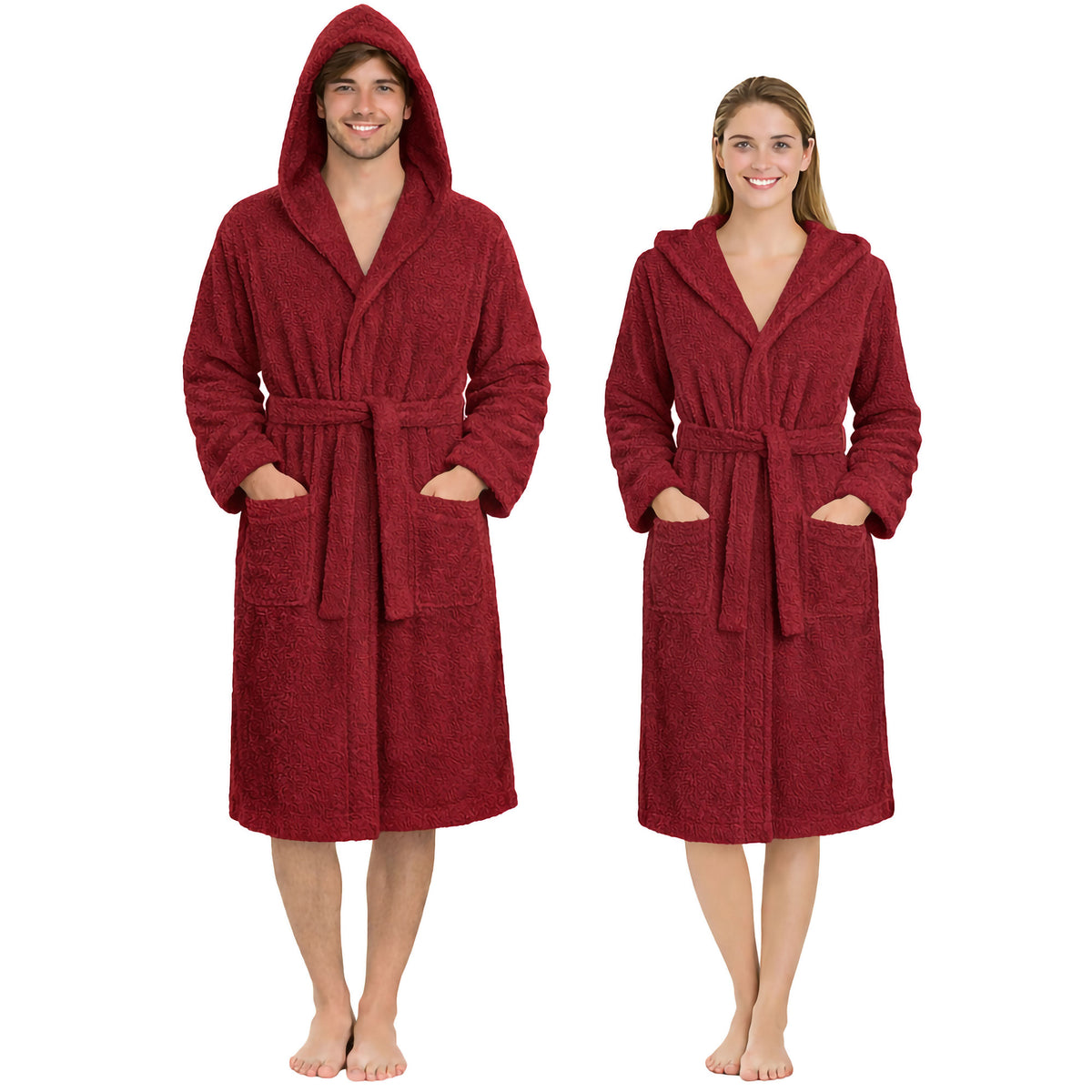 Accappatoio in spugna di cotone con cappuccio unisex uomo donna adulto 7161
