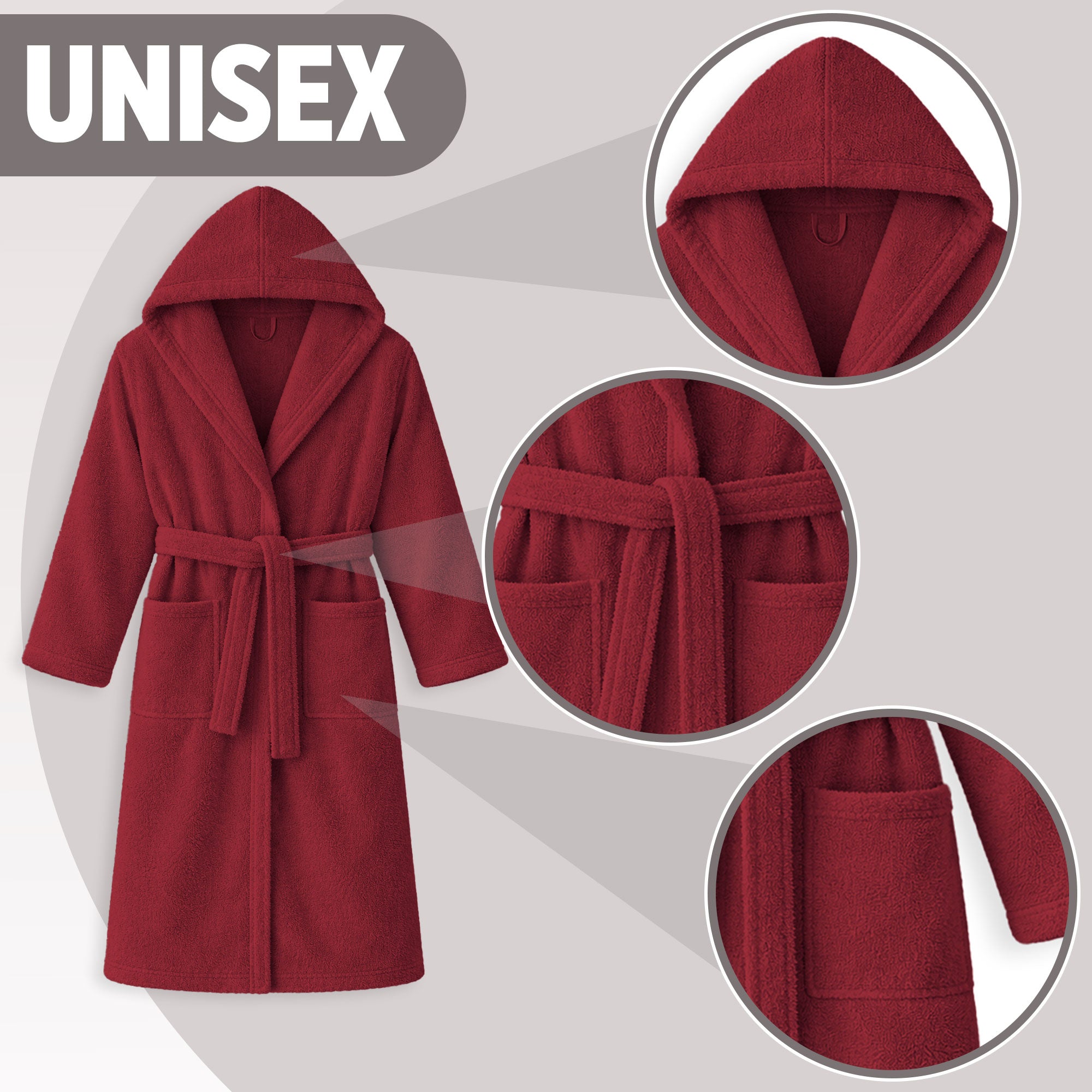 Accappatoio in spugna di cotone con cappuccio unisex uomo donna adulto 7161