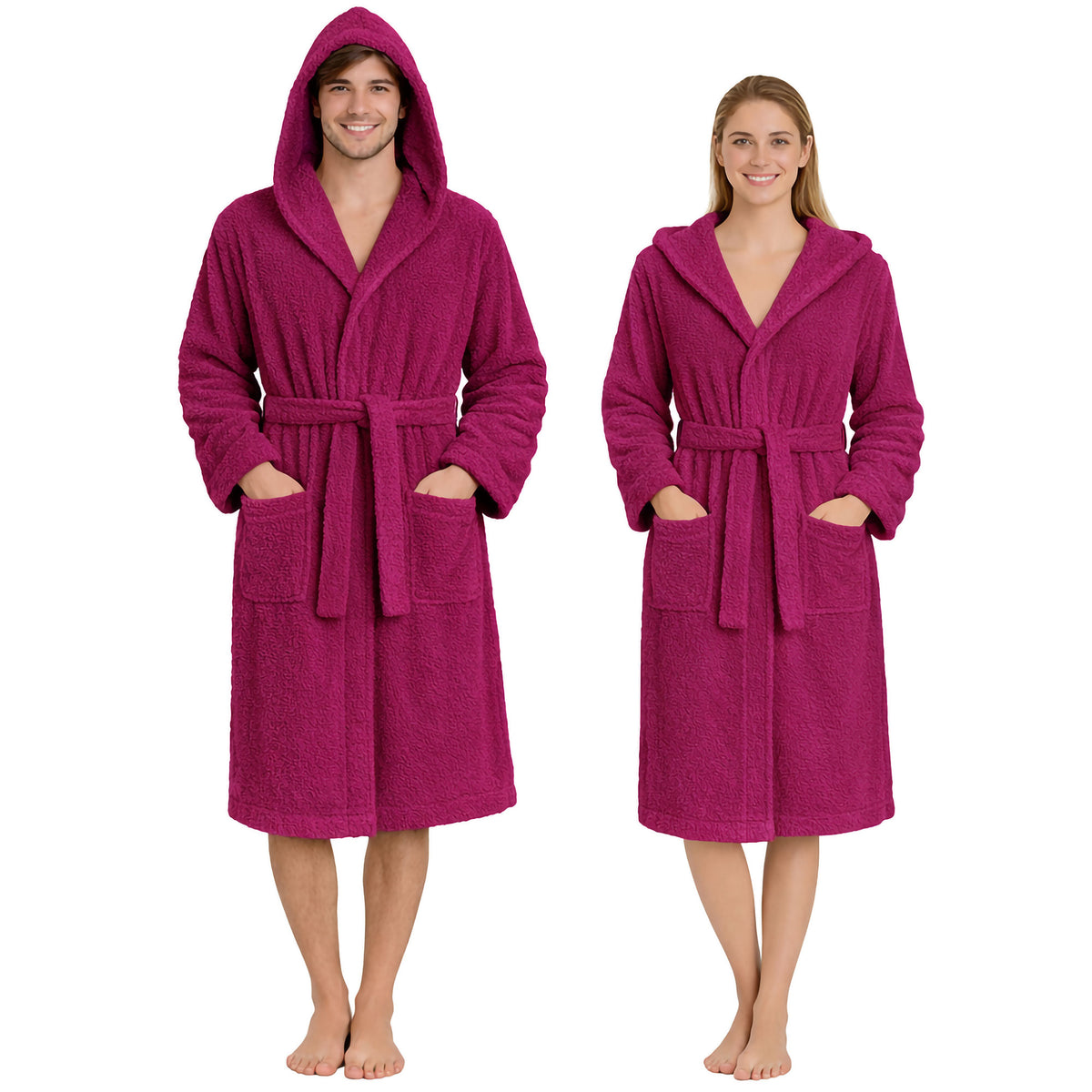 Accappatoio in spugna di cotone con cappuccio unisex uomo donna adulto 7161
