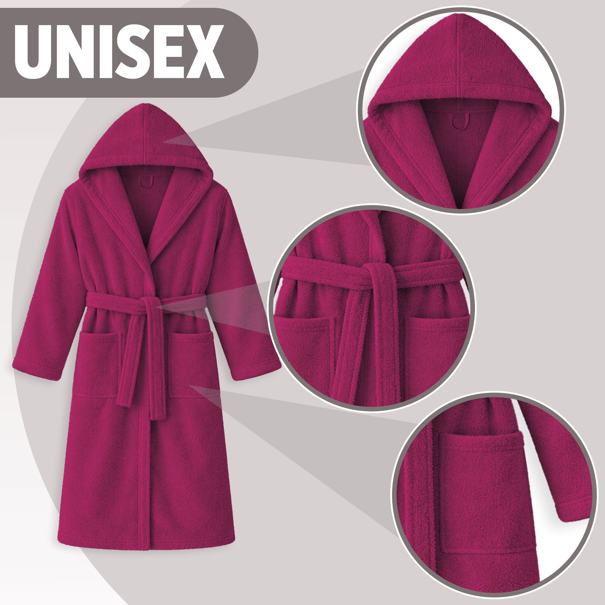 Accappatoio in spugna di cotone con cappuccio unisex uomo donna adulto 7161