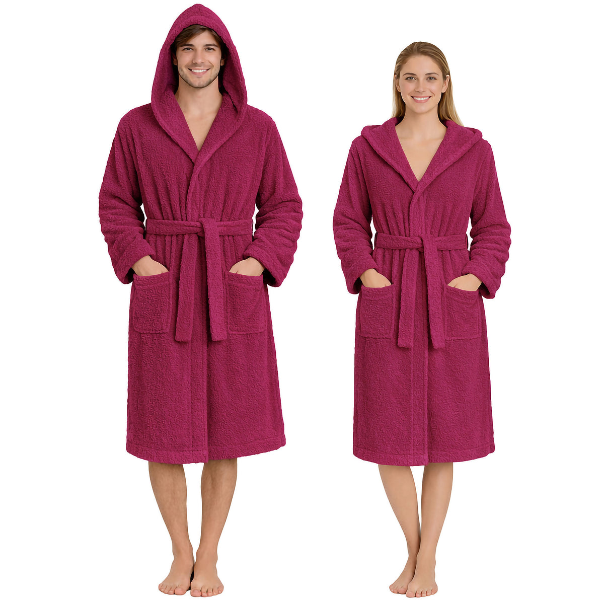 Accappatoio in spugna di cotone con cappuccio unisex uomo donna adulto 7161