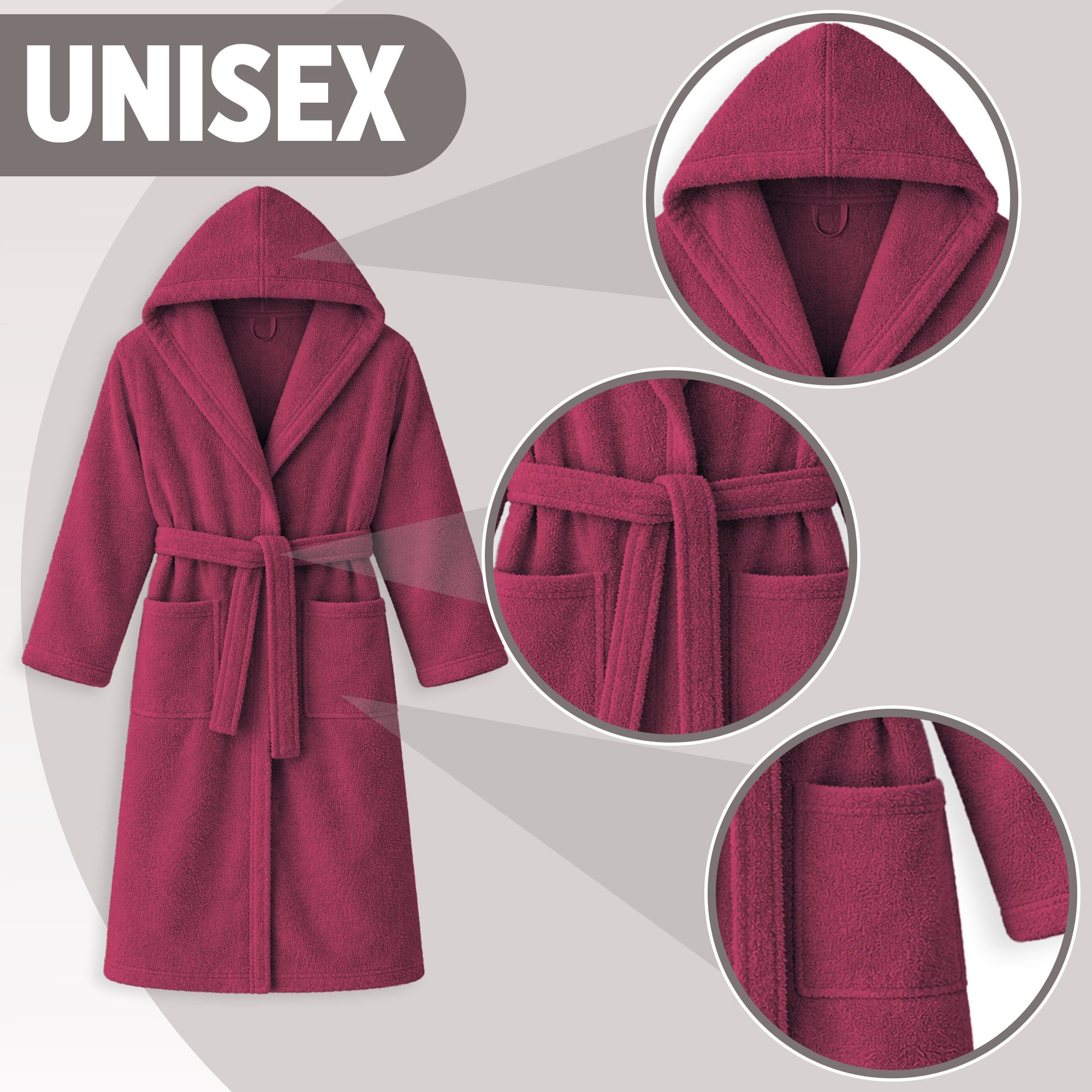 Accappatoio in spugna di cotone con cappuccio unisex uomo donna adulto 7161
