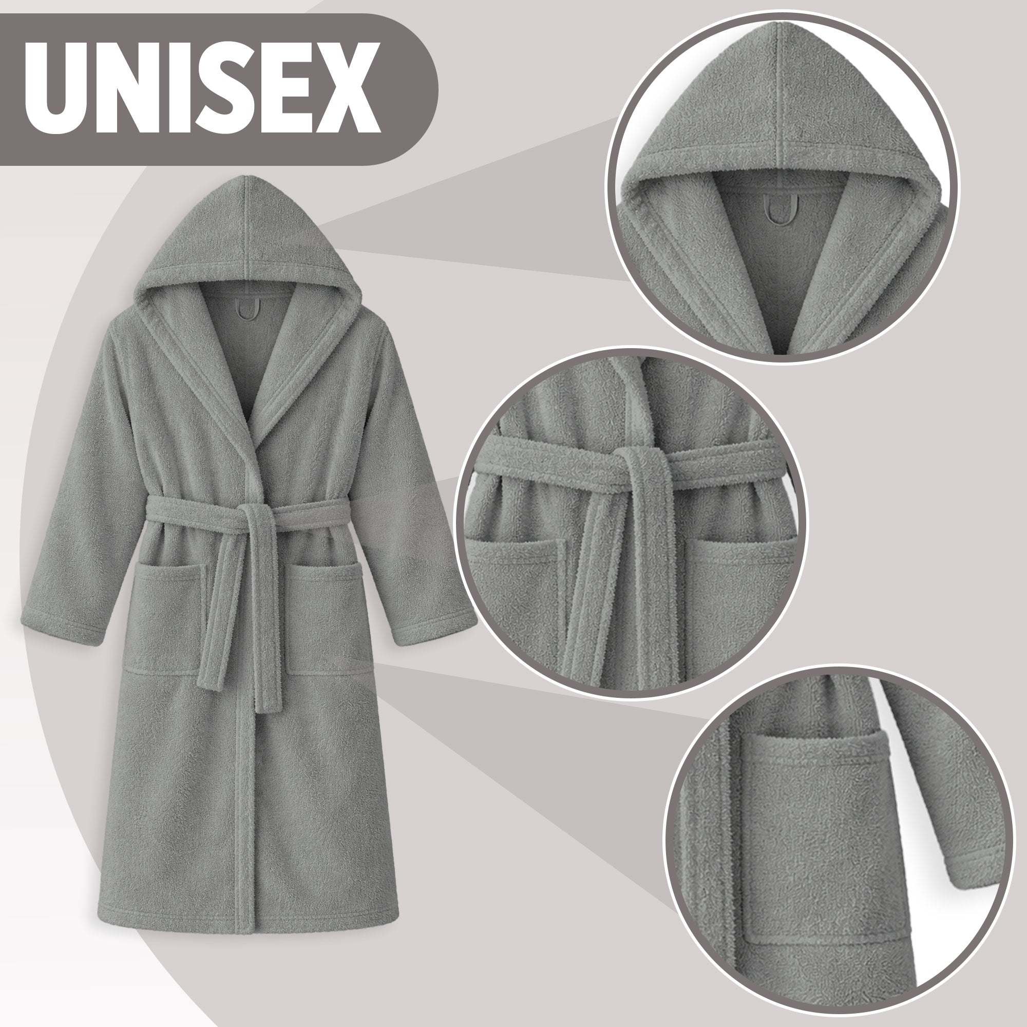 Accappatoio in spugna di cotone con cappuccio unisex uomo donna adulto 7161