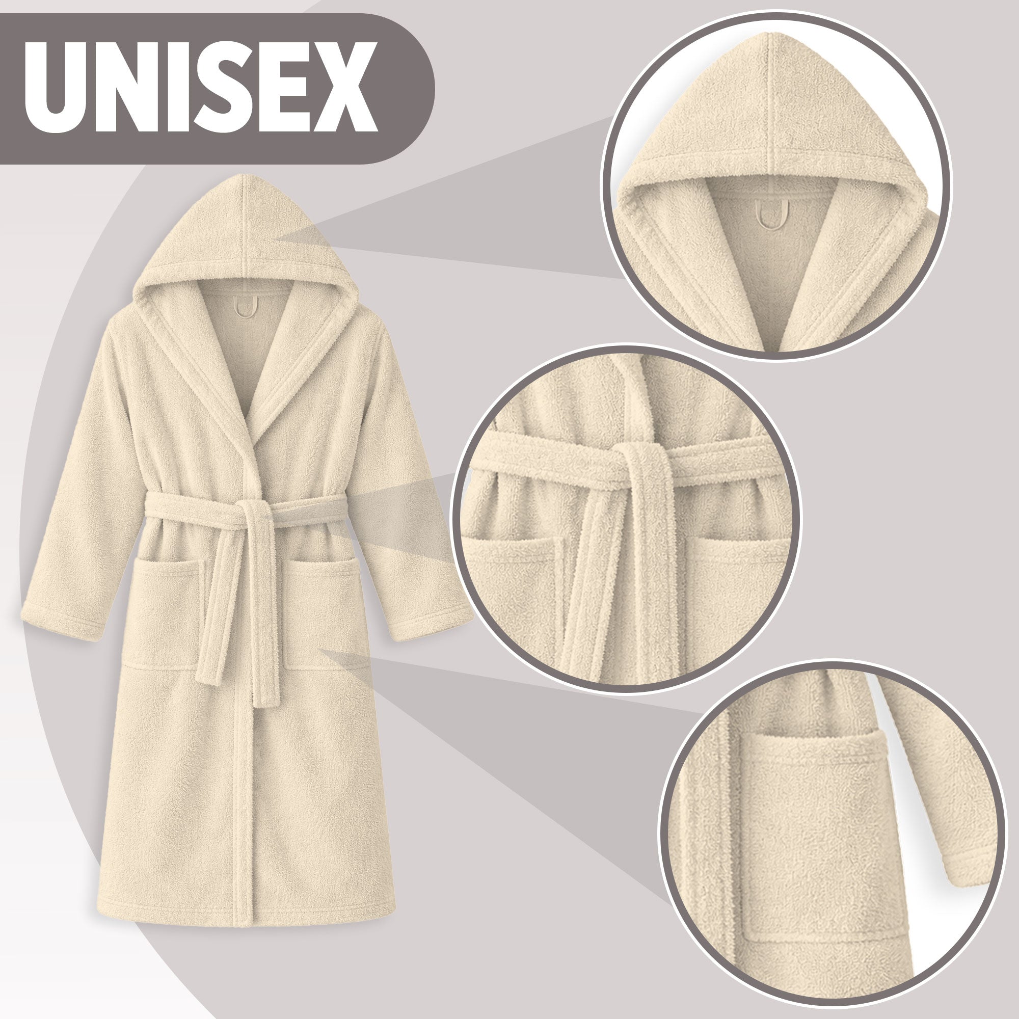 Accappatoio in spugna di cotone con cappuccio unisex uomo donna adulto 7161