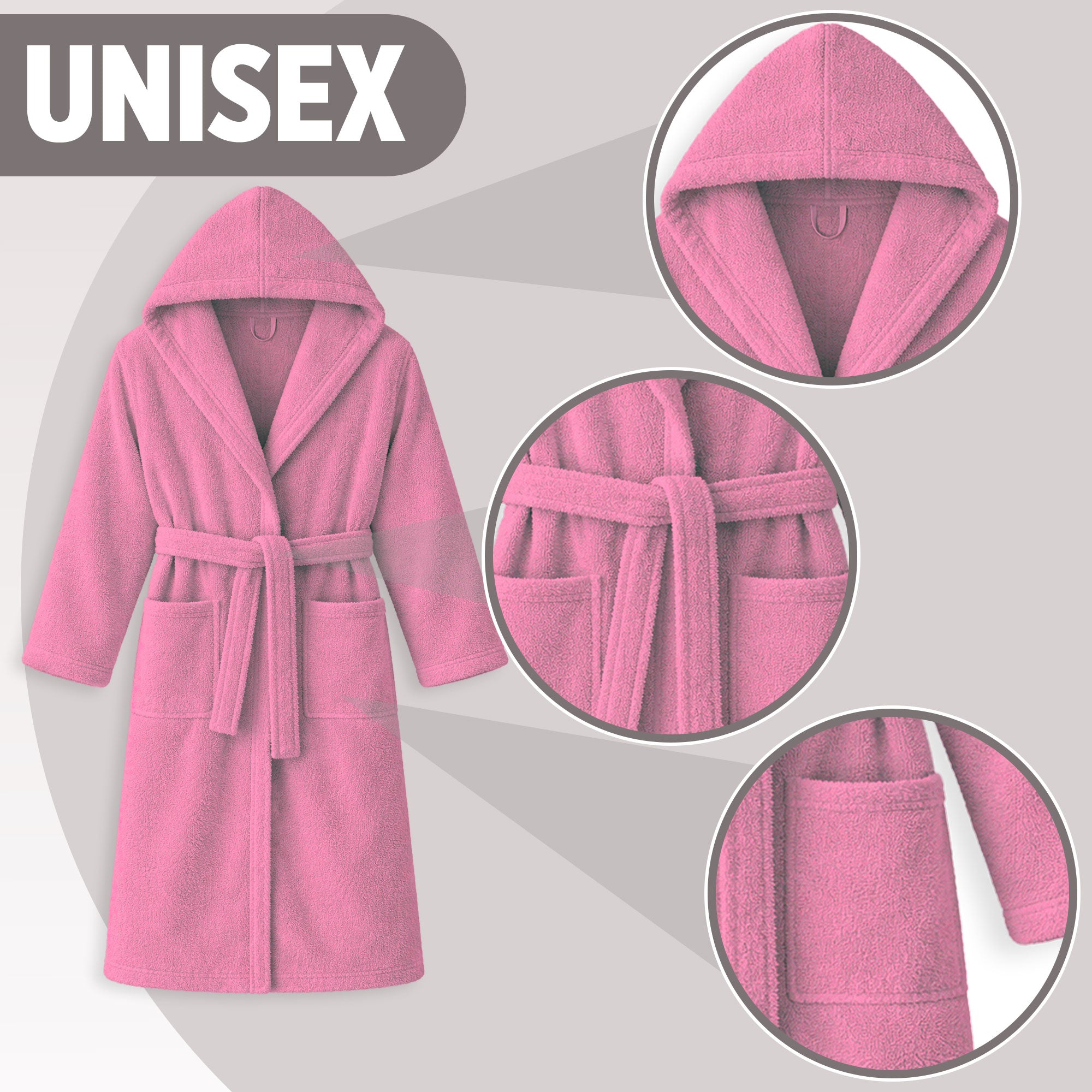 Accappatoio in spugna di cotone con cappuccio unisex uomo donna adulto 7161