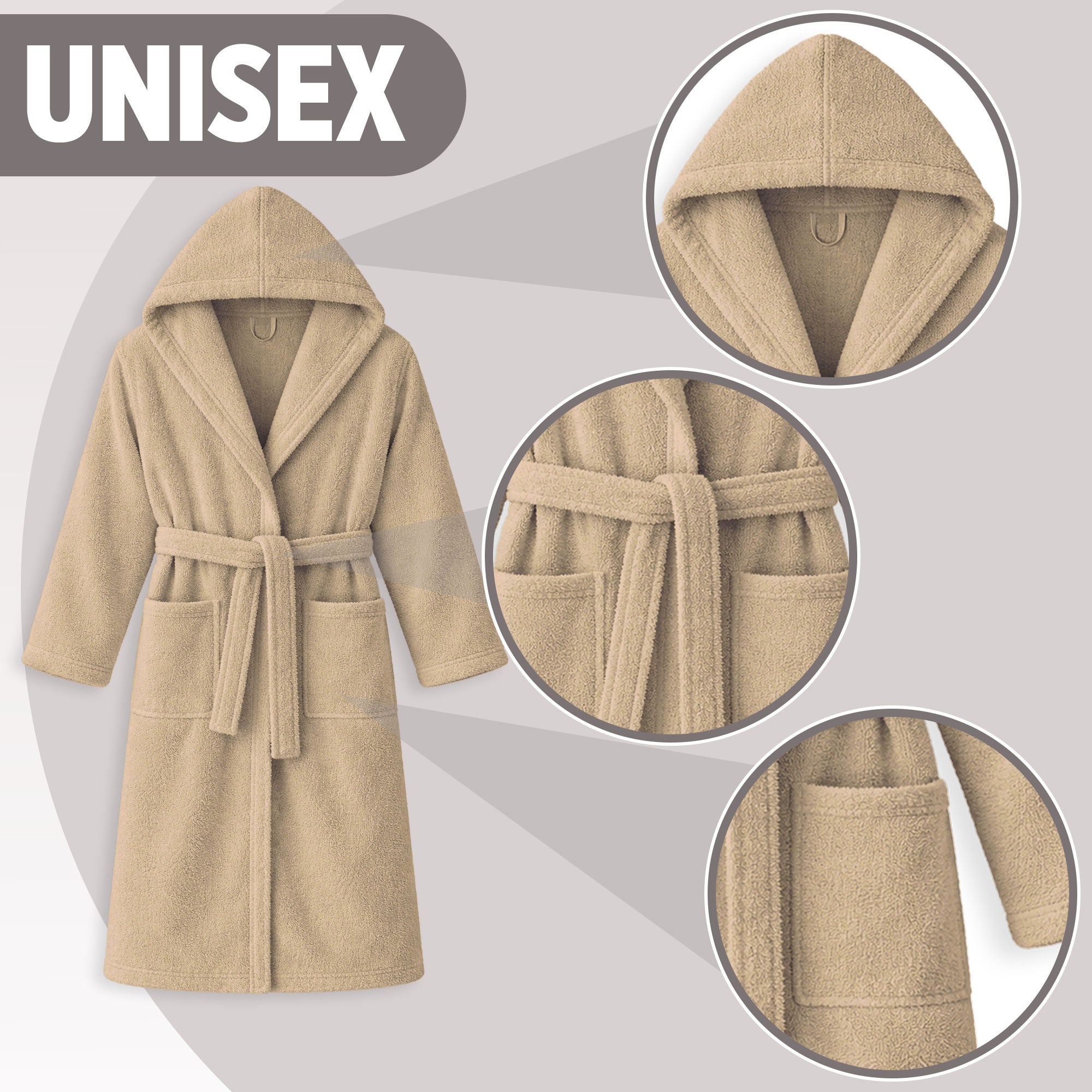 Accappatoio in spugna di cotone con cappuccio unisex uomo donna adulto 7161