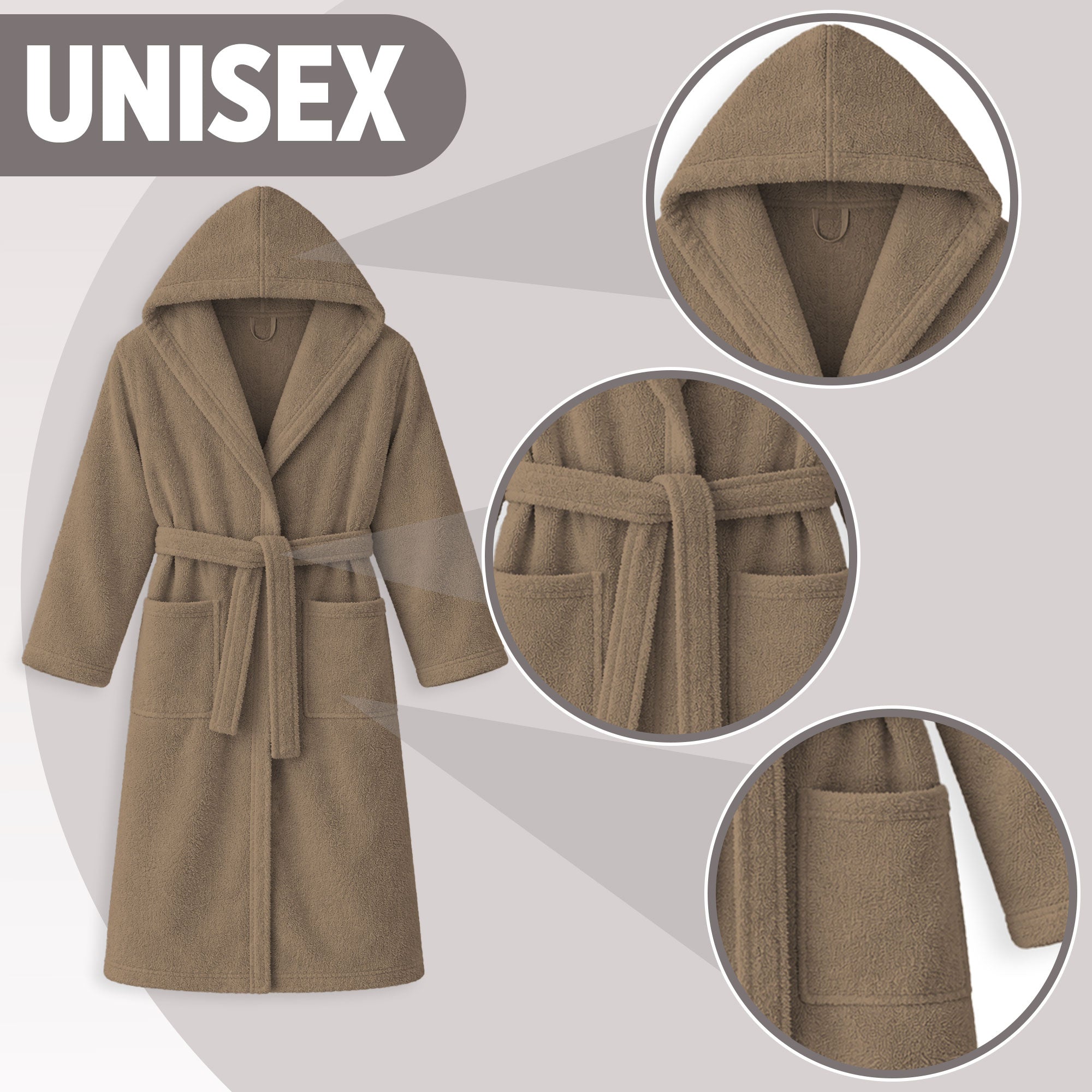 Accappatoio in spugna di cotone con cappuccio unisex uomo donna adulto 7161