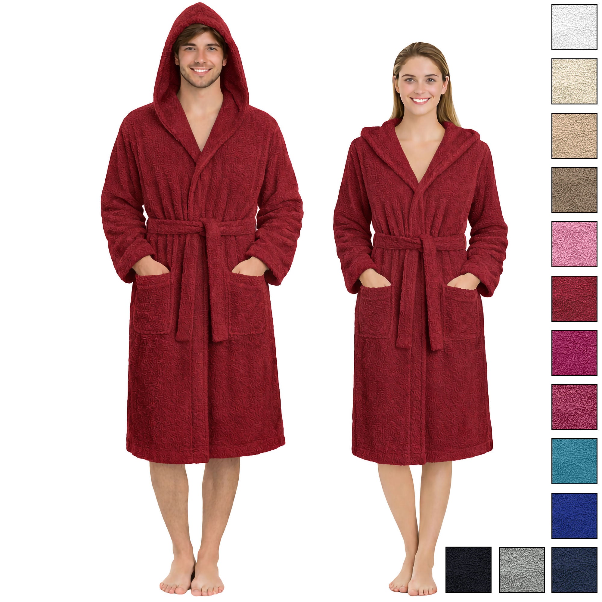 Accappatoio in spugna di cotone con cappuccio unisex uomo donna adulto 7161
