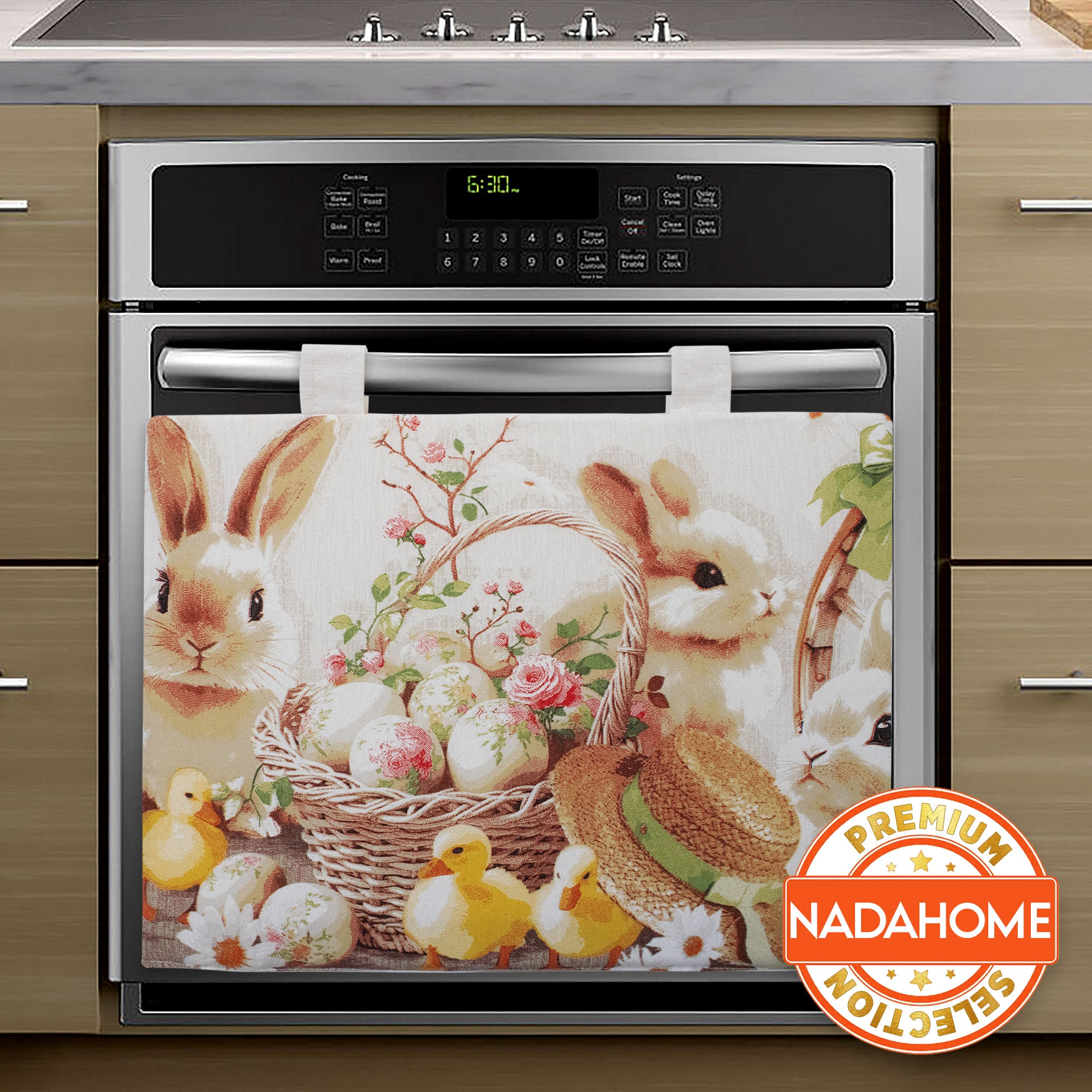 Copriforno cucina Pasquale imbottito stampa digitale Pasqua in cotone 7164