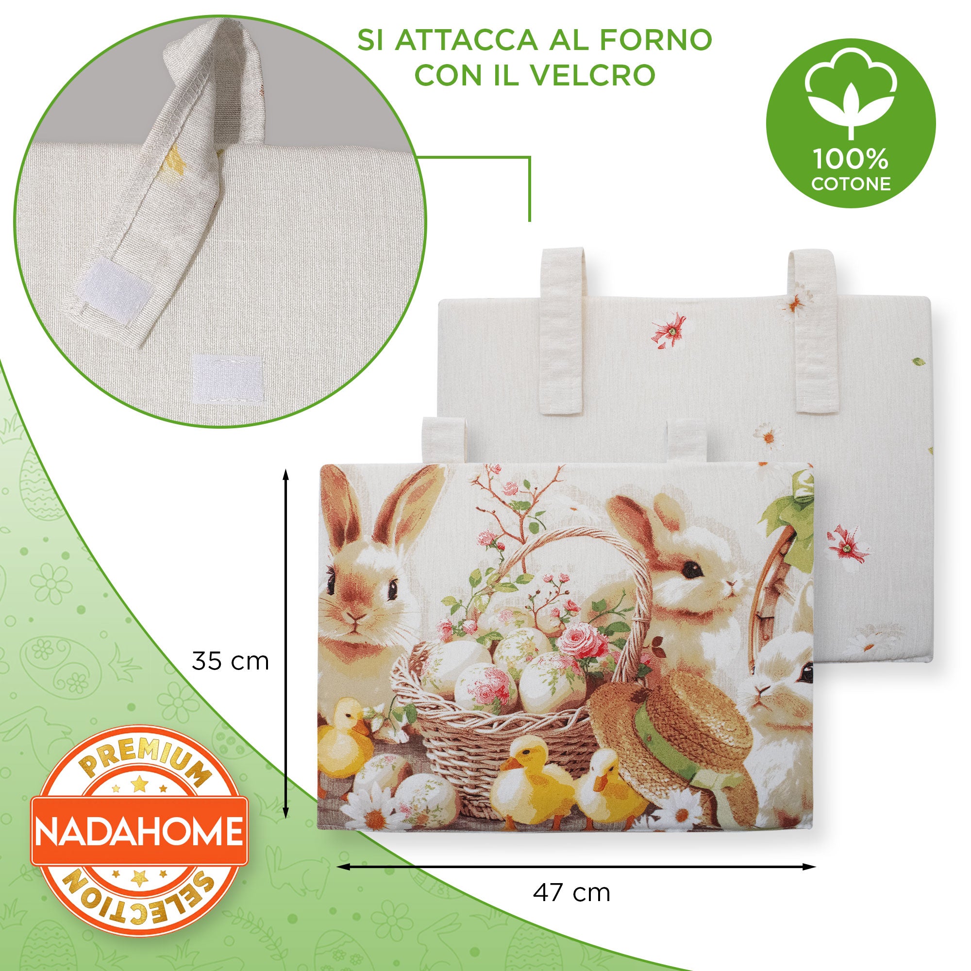 Copriforno cucina Pasquale imbottito stampa digitale Pasqua in cotone 7164