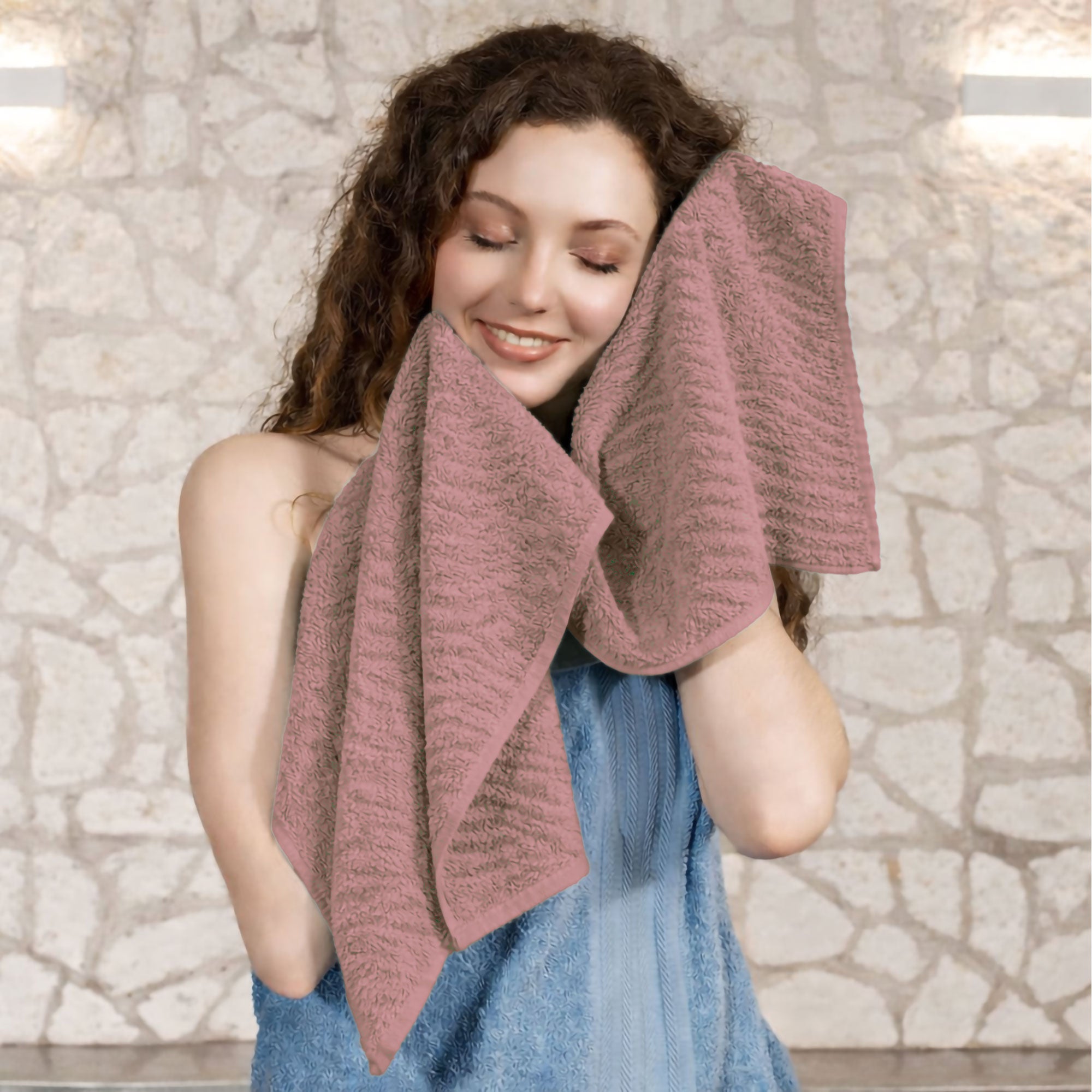 Asciugamani bagno in spugna Jacquard di cotone set 1+1 Viso e Ospite 600gsm 7166
