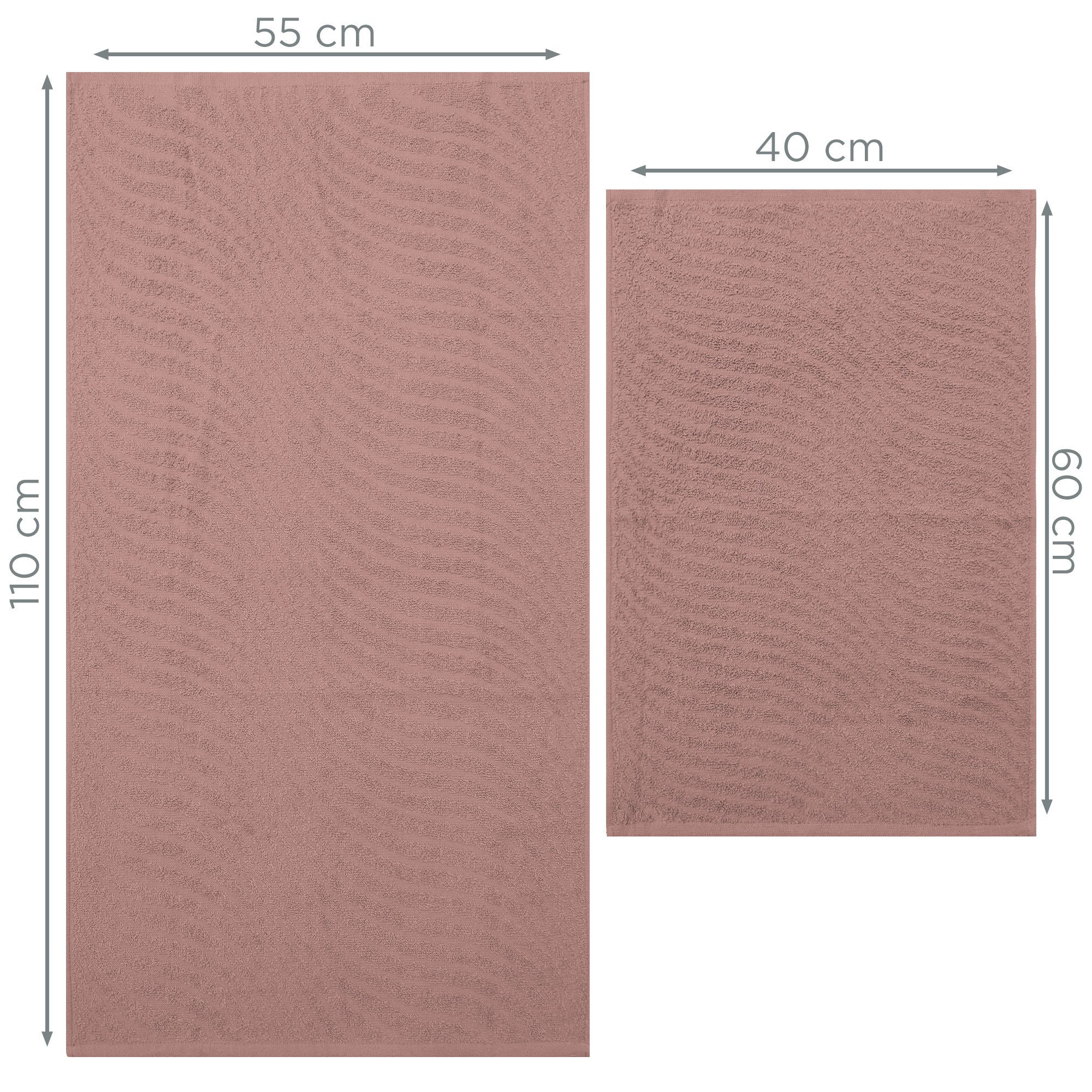 Asciugamani bagno in spugna Jacquard di cotone set 1+1 Viso e Ospite 600gsm 7166