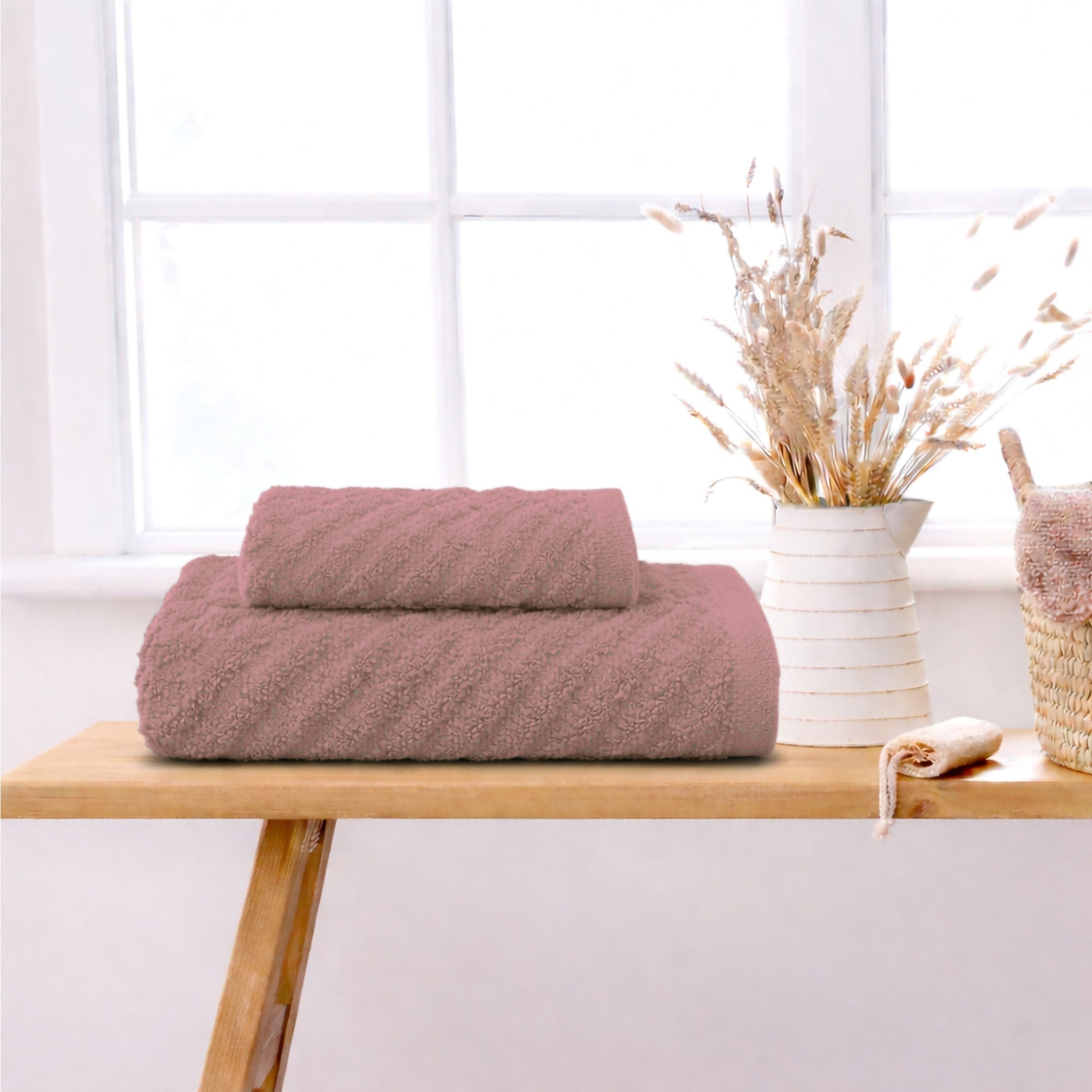 Asciugamani bagno in spugna Jacquard di cotone set 1+1 Viso e Ospite 600gsm 7166