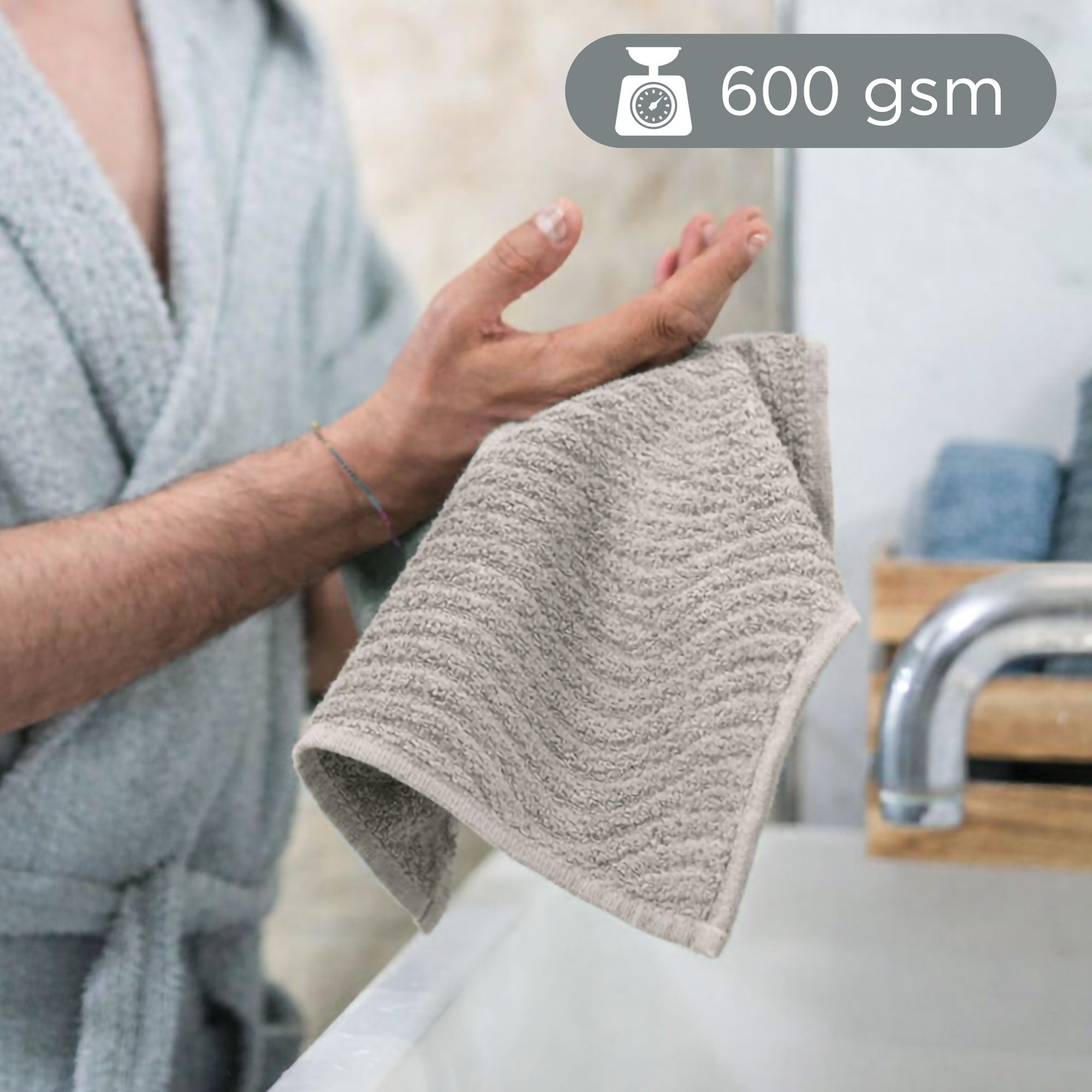 Asciugamani bagno in spugna Jacquard di cotone set 1+1 Viso e Ospite 600gsm 7166