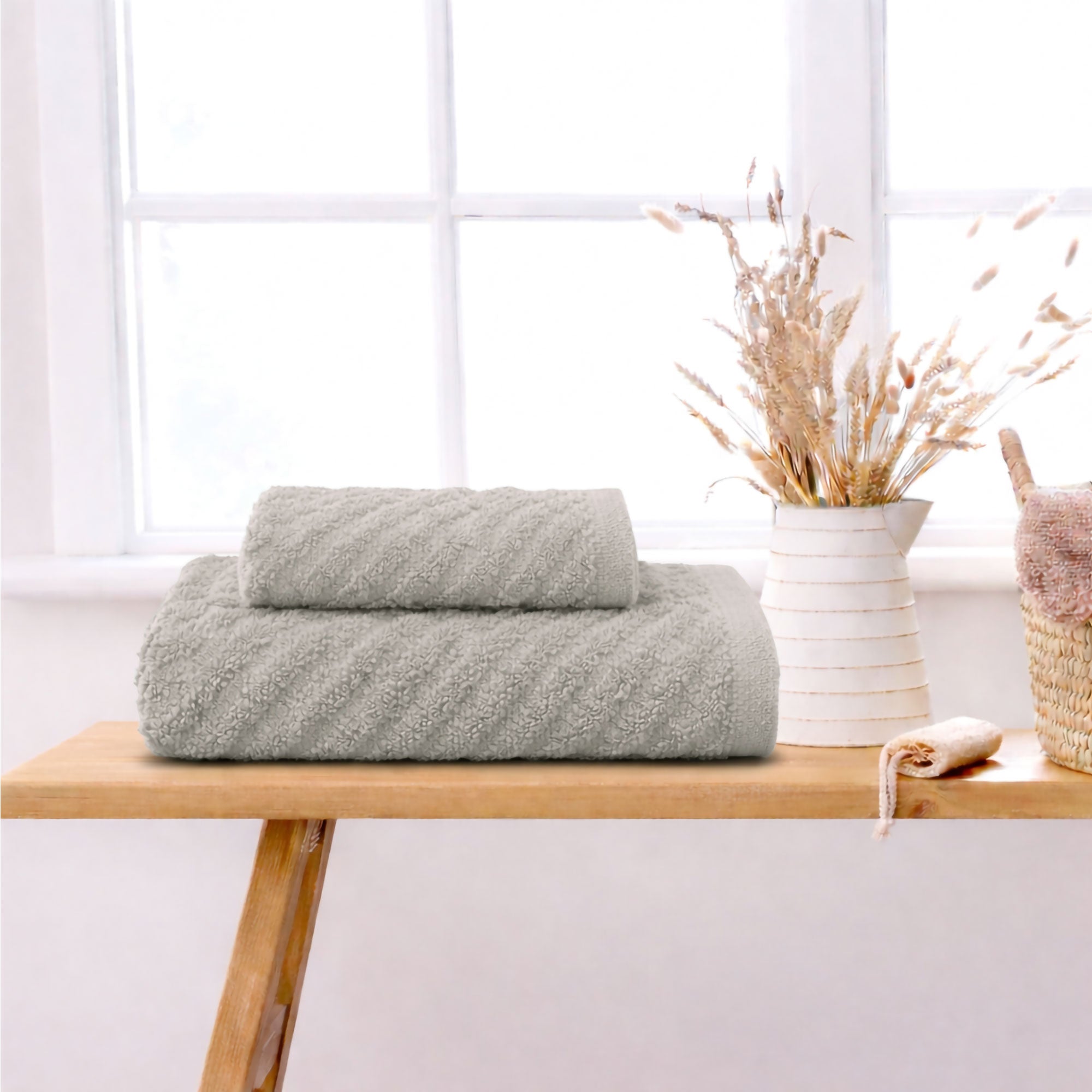 Asciugamani bagno in spugna Jacquard di cotone set 1+1 Viso e Ospite 600gsm 7166