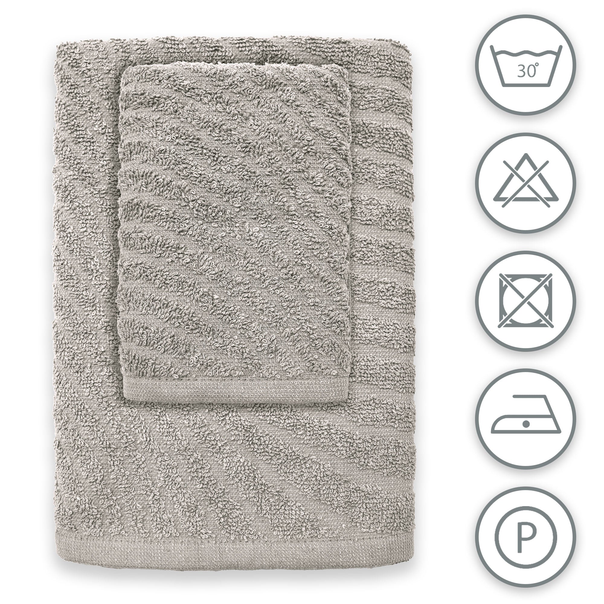 Asciugamani bagno in spugna Jacquard di cotone set 1+1 Viso e Ospite 600gsm 7166