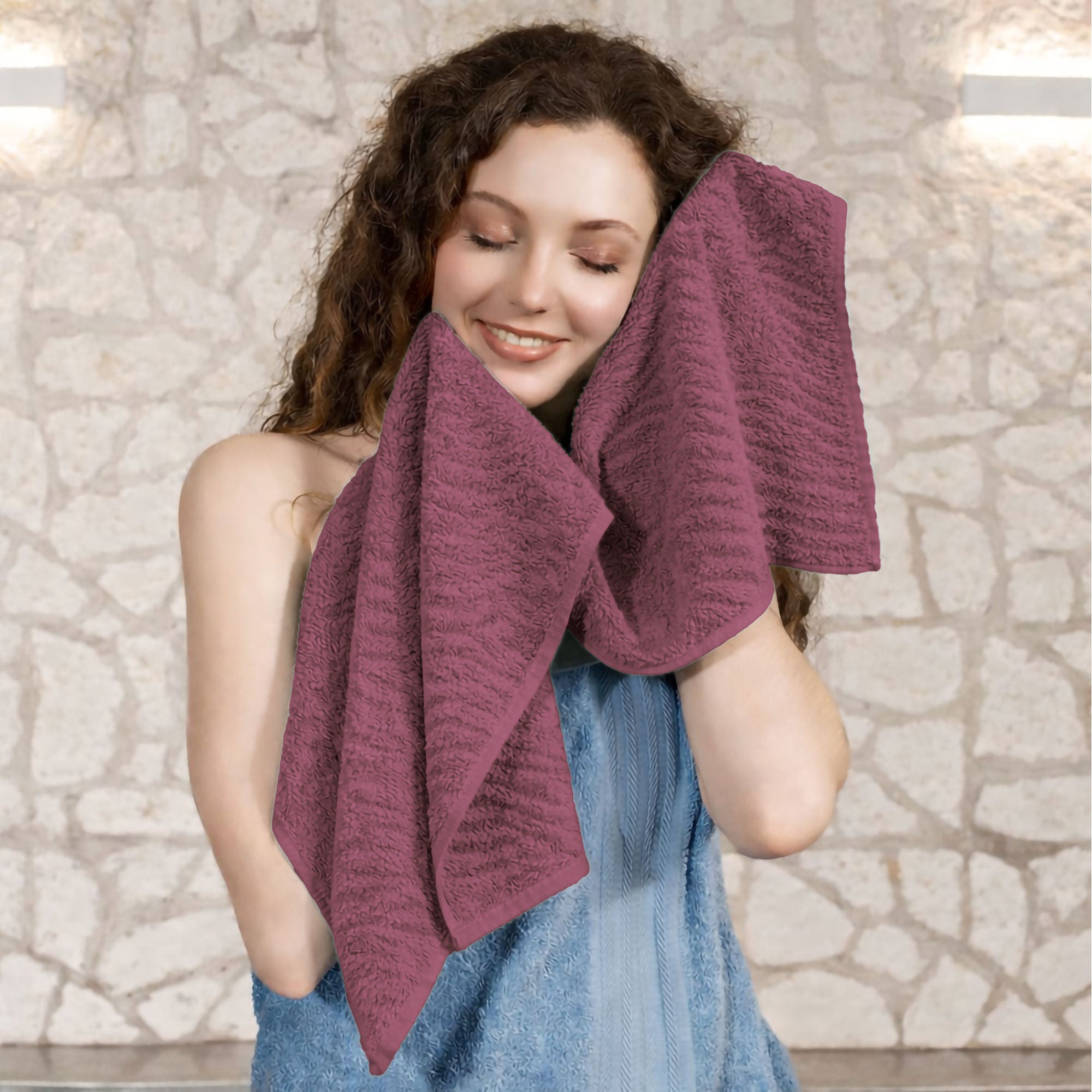 Asciugamani bagno in spugna Jacquard di cotone set 1+1 Viso e Ospite 600gsm 7166