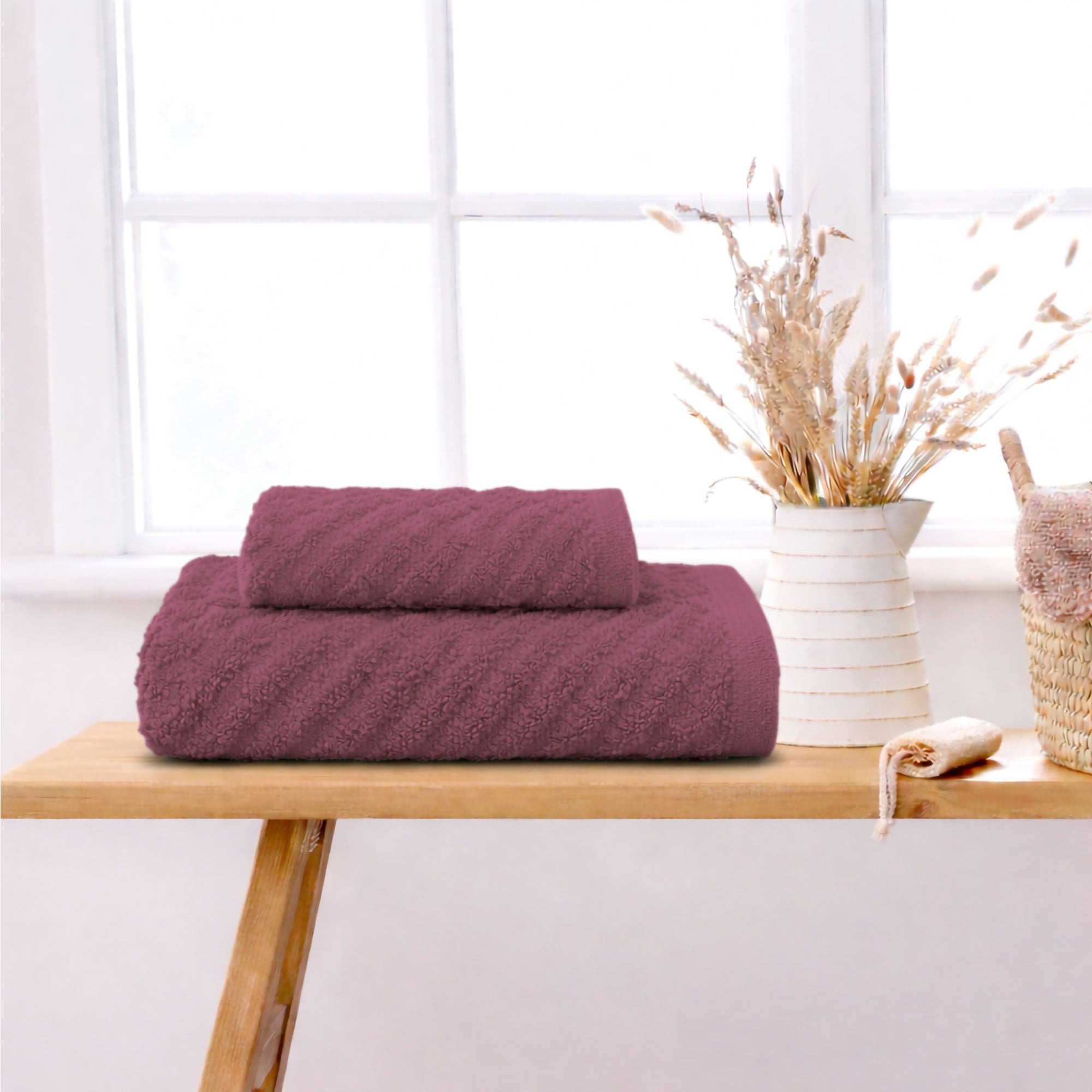 Asciugamani bagno in spugna Jacquard di cotone set 1+1 Viso e Ospite 600gsm 7166
