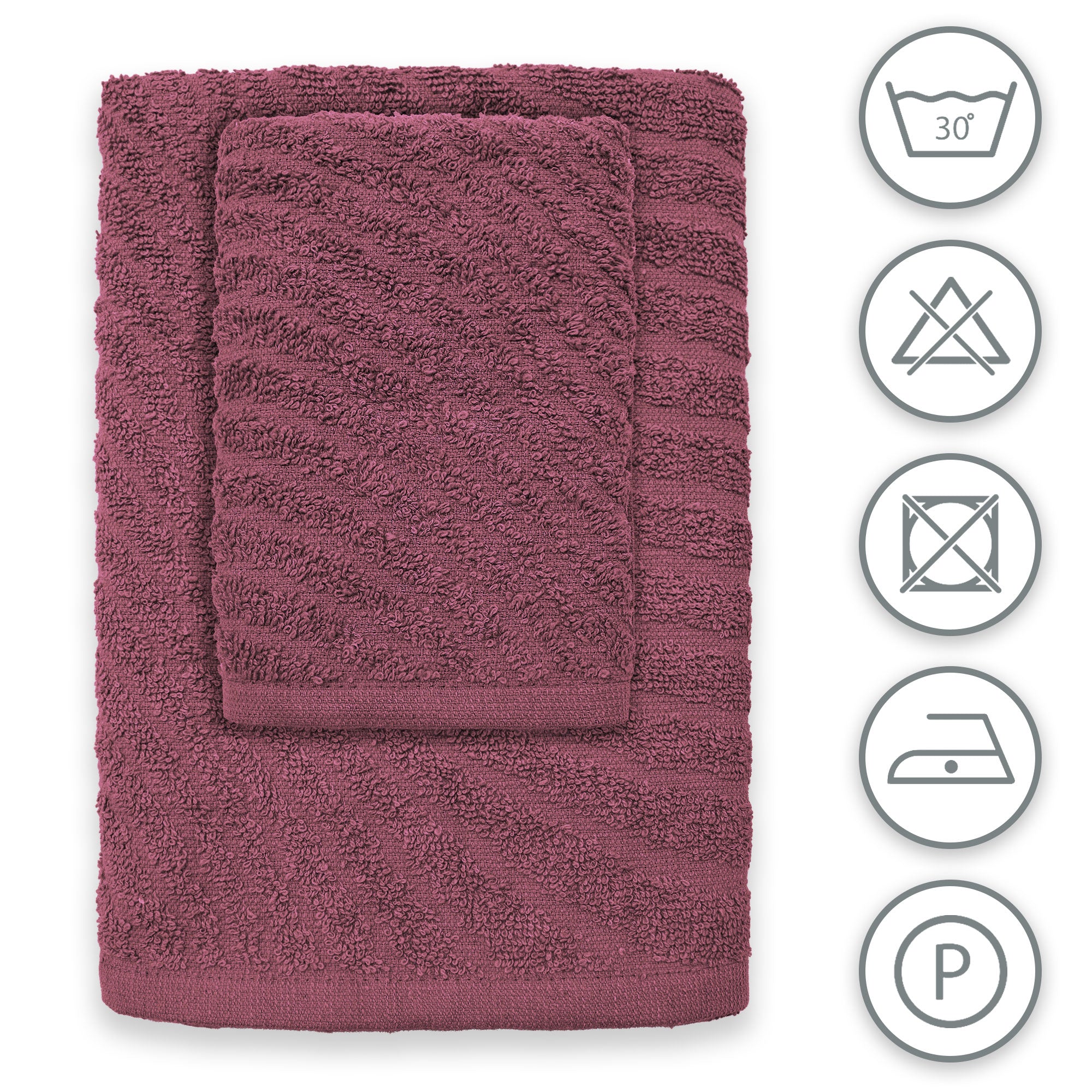 Asciugamani bagno in spugna Jacquard di cotone set 1+1 Viso e Ospite 600gsm 7166