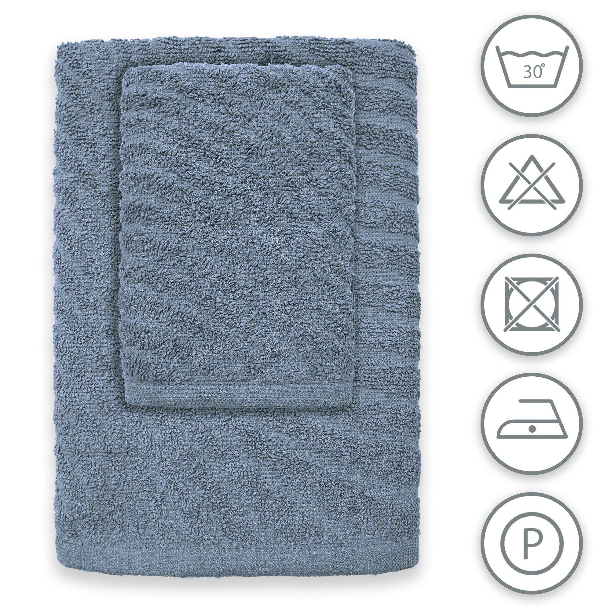 Asciugamani bagno in spugna Jacquard di cotone set 1+1 Viso e Ospite 600gsm 7166