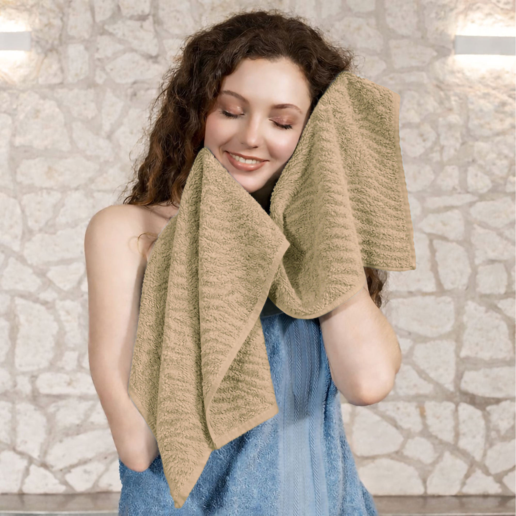Asciugamani bagno in spugna Jacquard di cotone set 1+1 Viso e Ospite 600gsm 7166