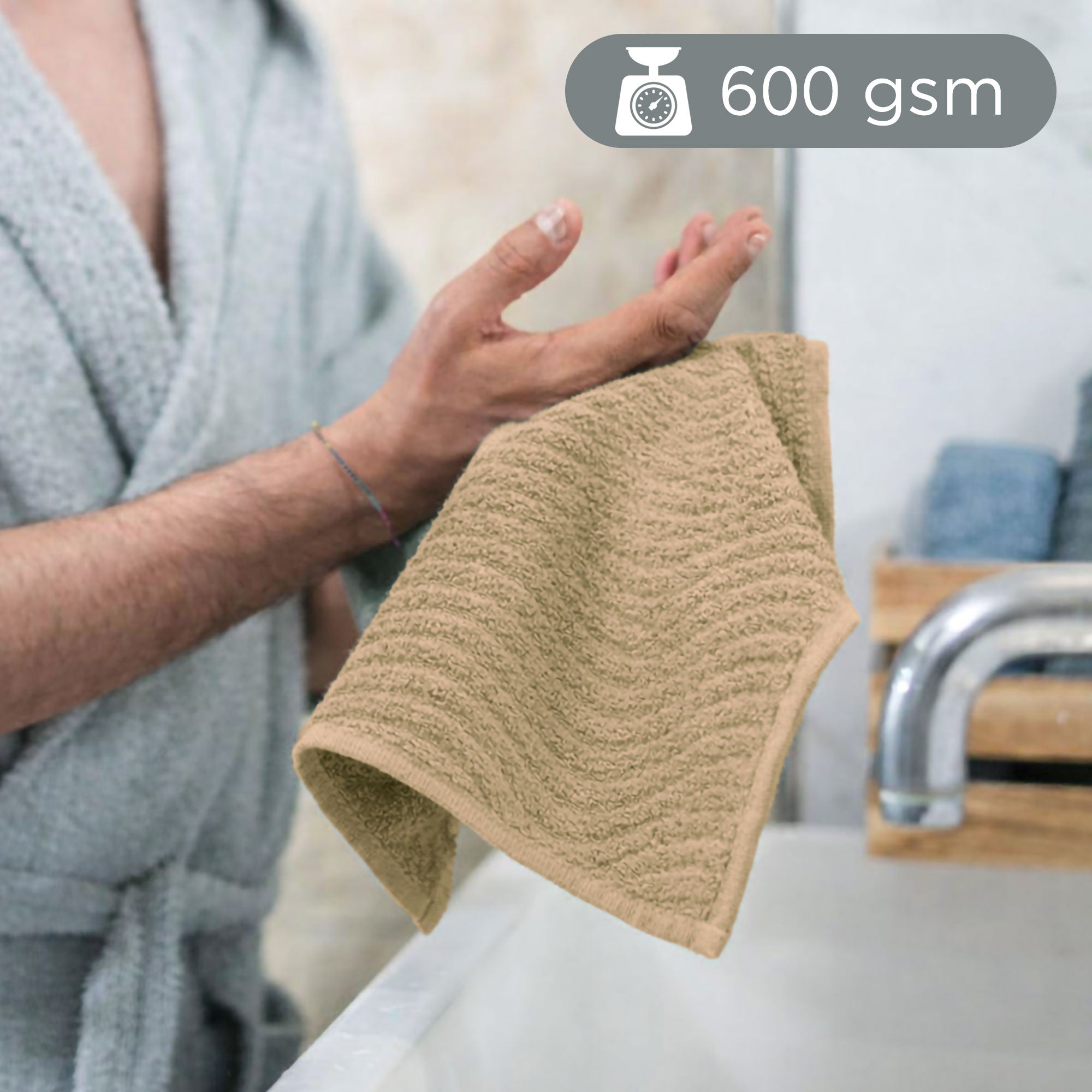 Asciugamani bagno in spugna Jacquard di cotone set 1+1 Viso e Ospite 600gsm 7166