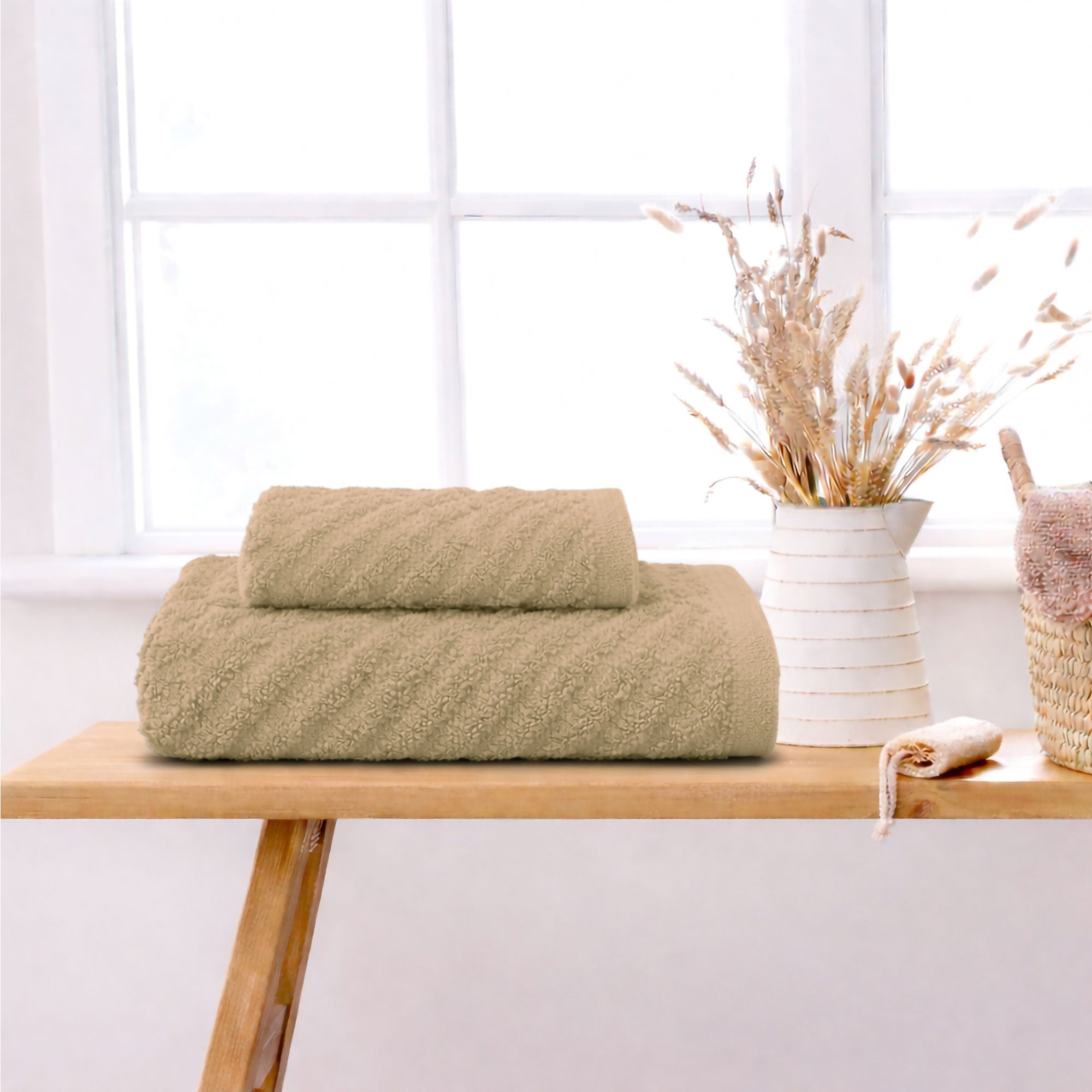 Asciugamani bagno in spugna Jacquard di cotone set 1+1 Viso e Ospite 600gsm 7166