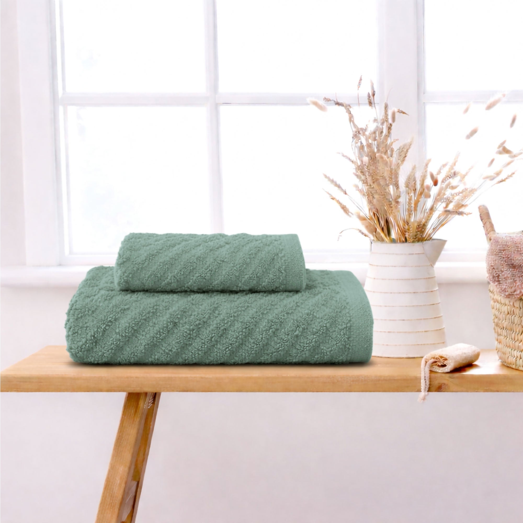 Asciugamani bagno in spugna Jacquard di cotone set 1+1 Viso e Ospite 600gsm 7166