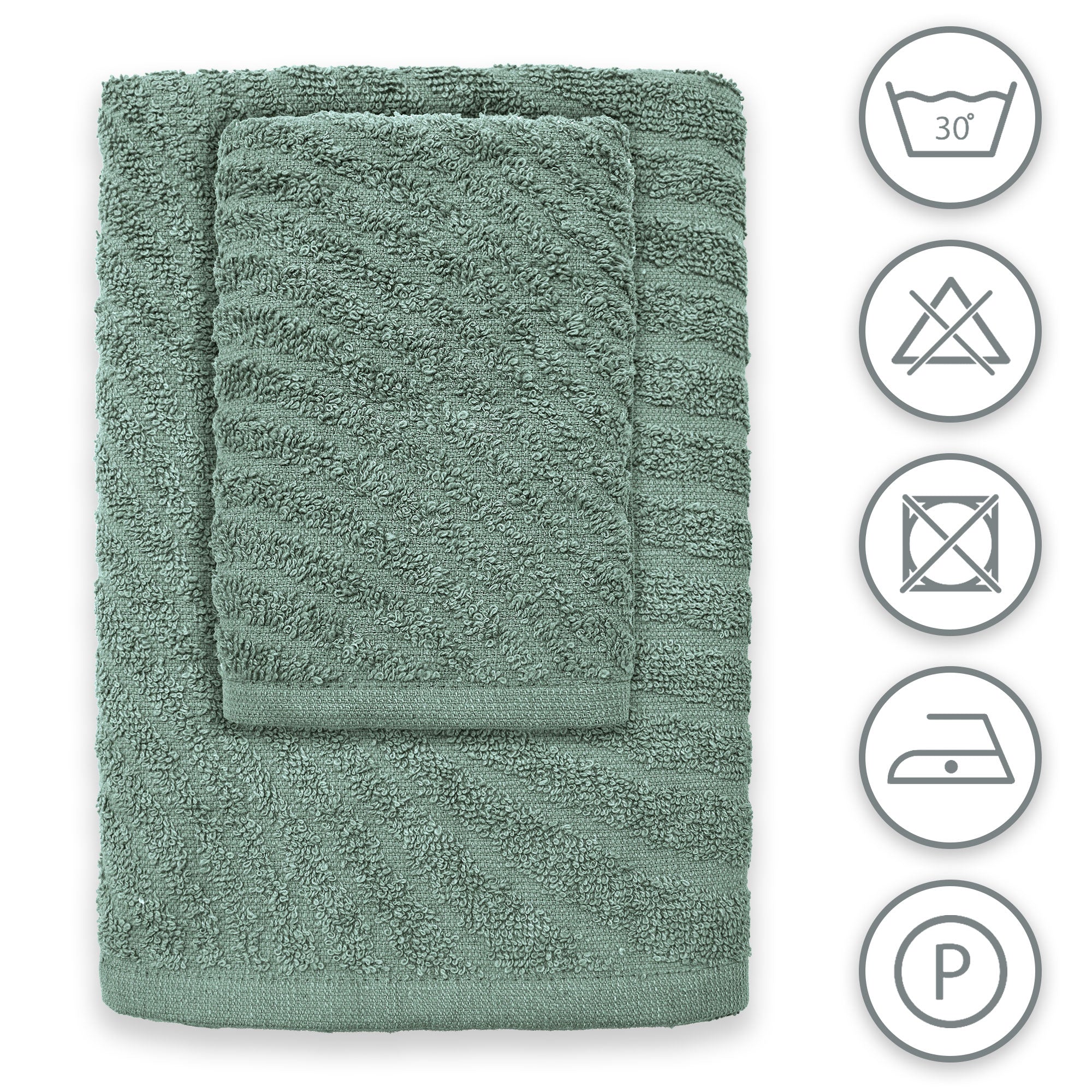 Asciugamani bagno in spugna Jacquard di cotone set 1+1 Viso e Ospite 600gsm 7166