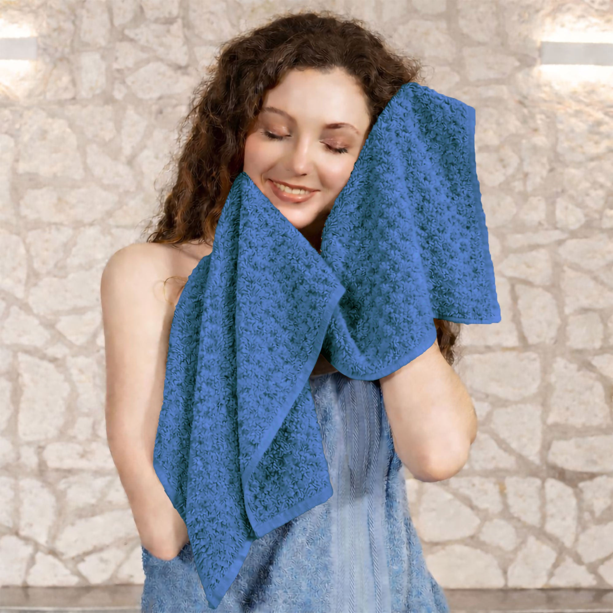 Asciugamani bagno in spugna Jacquard di cotone set 1+1 Viso e Ospite 600gsm 7167