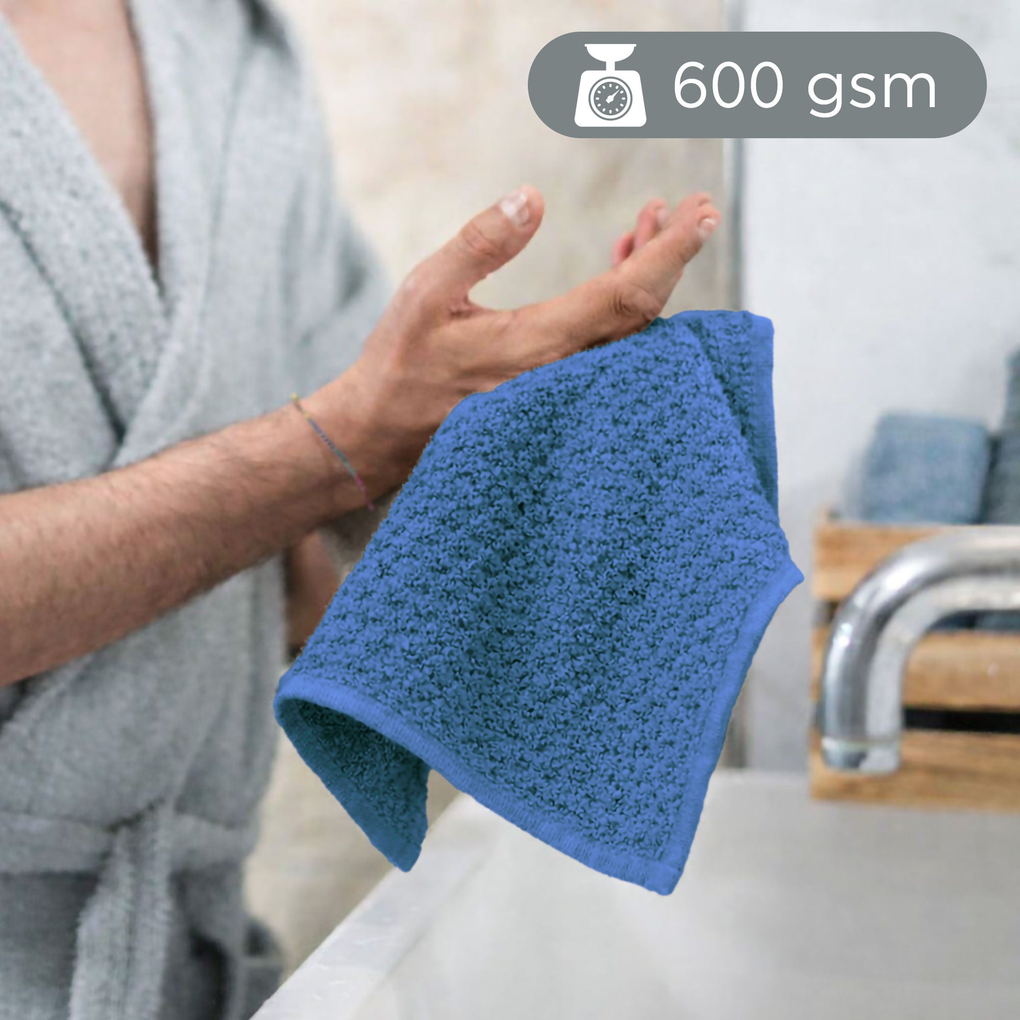 Asciugamani bagno in spugna Jacquard di cotone set 1+1 Viso e Ospite 600gsm 7167