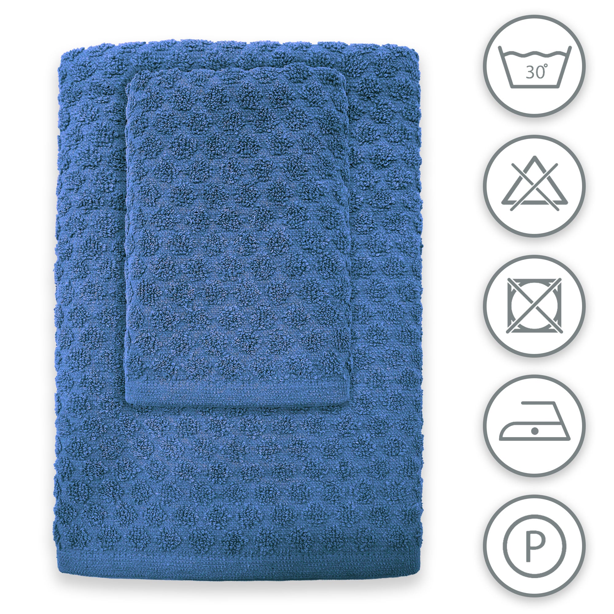Asciugamani bagno in spugna Jacquard di cotone set 1+1 Viso e Ospite 600gsm 7167
