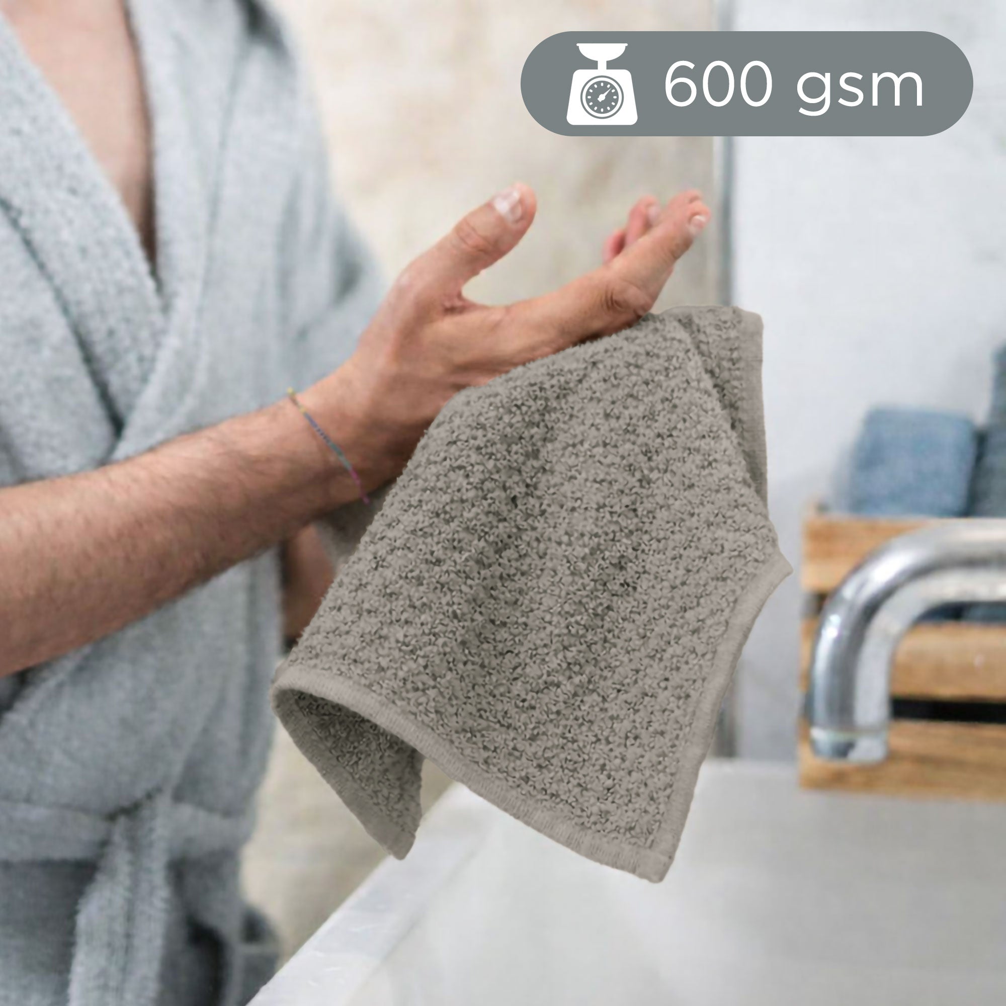 Asciugamani bagno in spugna Jacquard di cotone set 1+1 Viso e Ospite 600gsm 7167