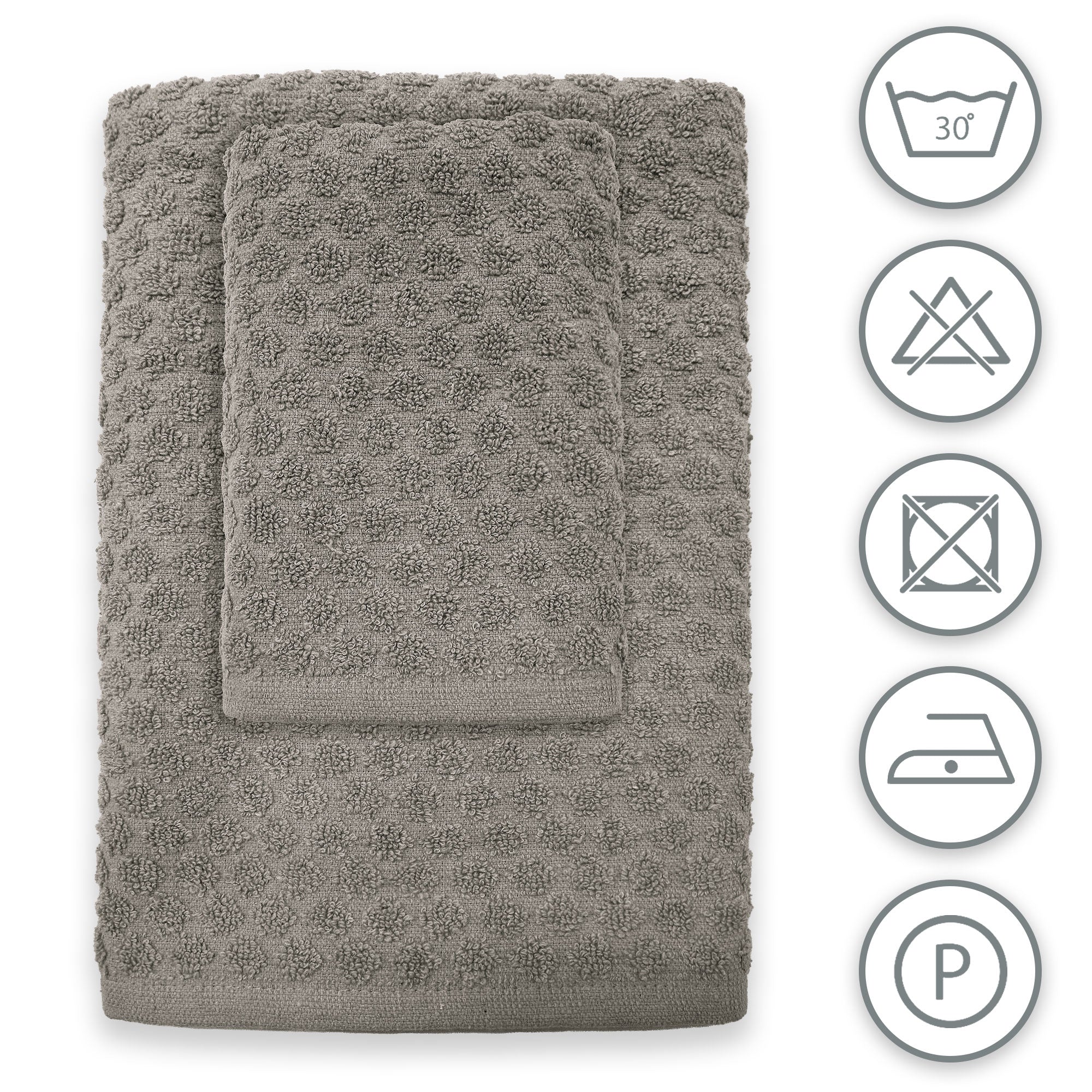 Asciugamani bagno in spugna Jacquard di cotone set 1+1 Viso e Ospite 600gsm 7167