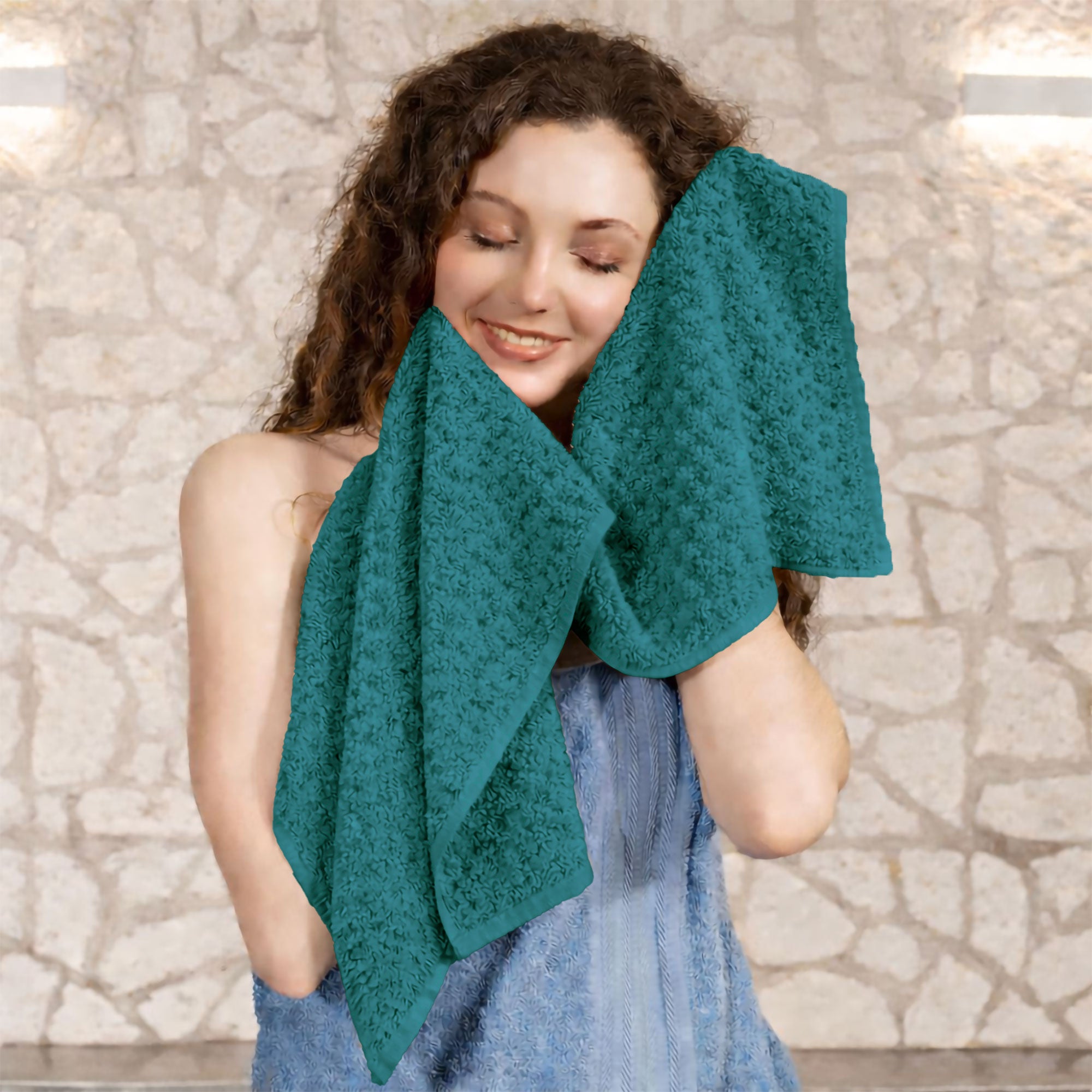 Asciugamani bagno in spugna Jacquard di cotone set 1+1 Viso e Ospite 600gsm 7167